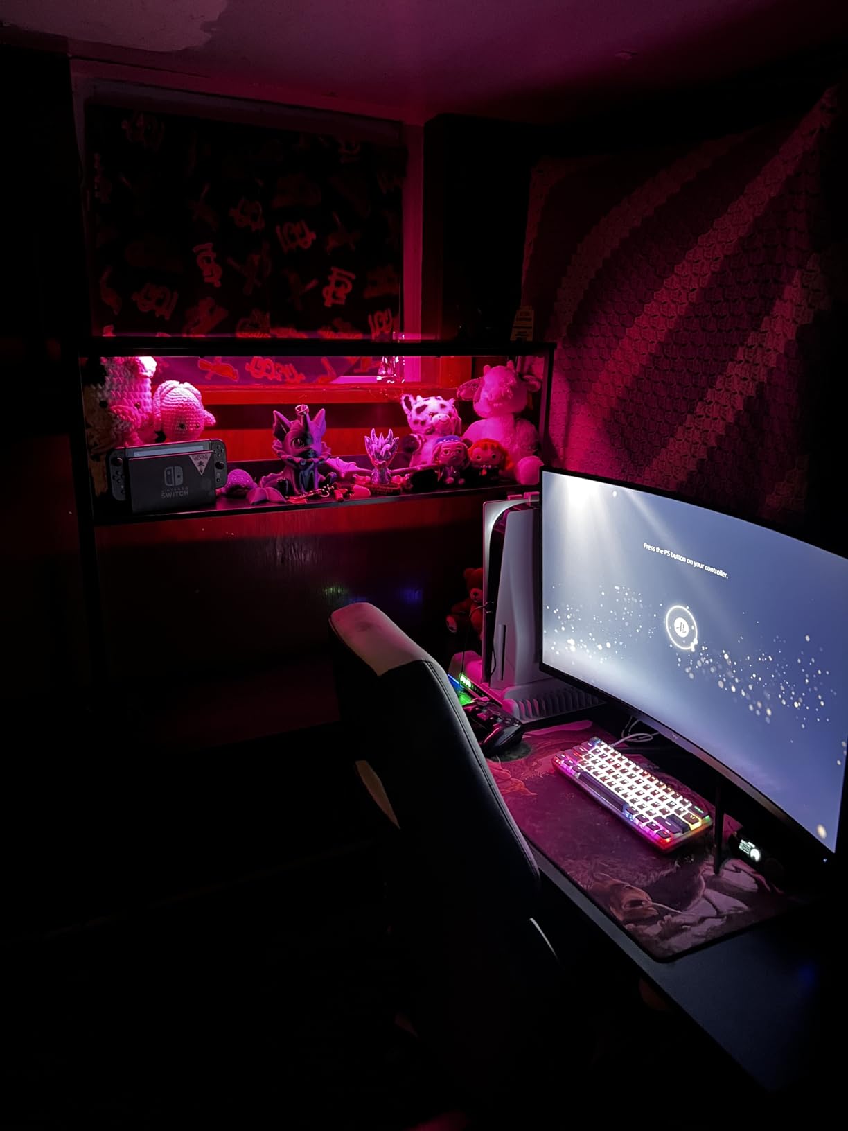 AODK L Shaped Desk Gaming Desk with LED Light & Power Outlet, 53 Inch Reversible L Shaped Computer Table with Shelf & Storage Bag & Hook for Home Office, Black customer photo 2