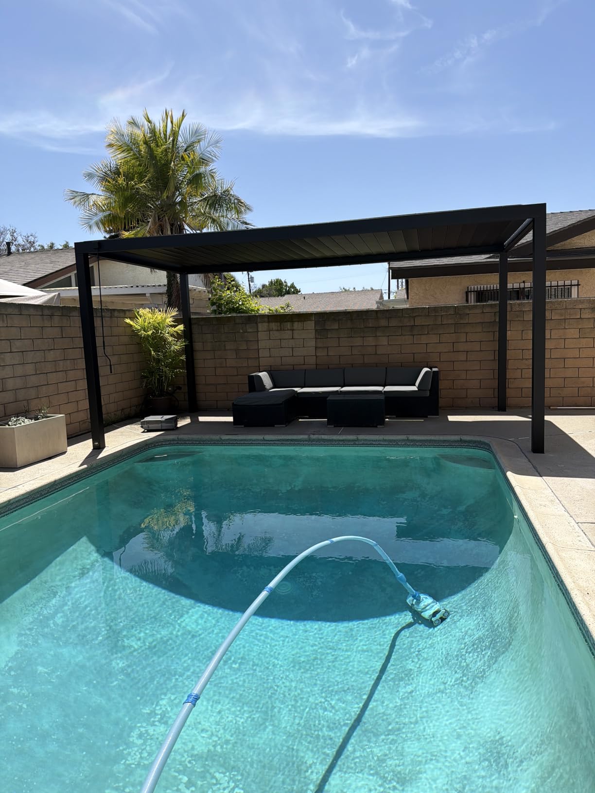 Backyard Discovery Sarasota 14' x 10' Galvanized Steel Louvered Pergola Kit with Adjustable Roof, Shade, Rain Protection, High-Wind Rating, Gutter System for Outdoor Patio, Garden, Deck, Entertaining customer photo 2