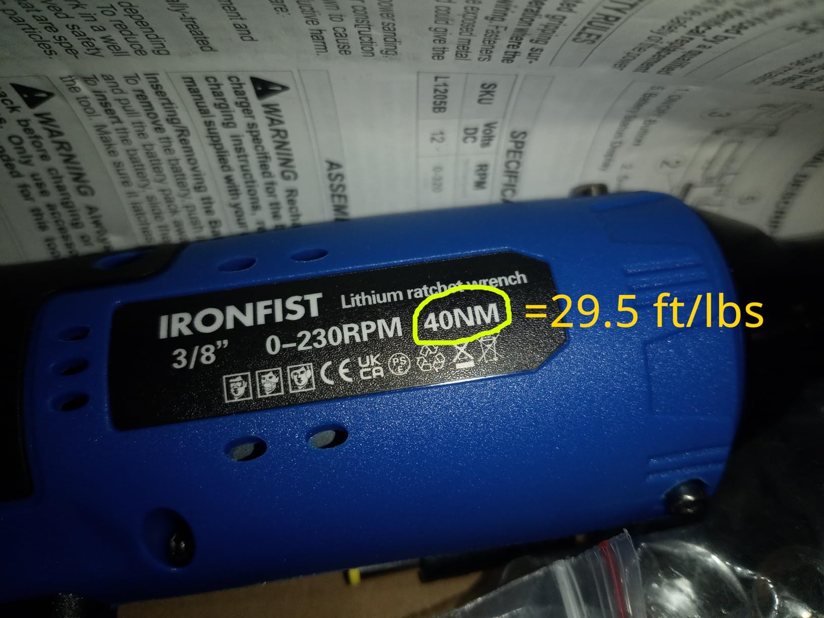 IRONFIST Cordless Electric Ratchet Wrench Set, 3/8