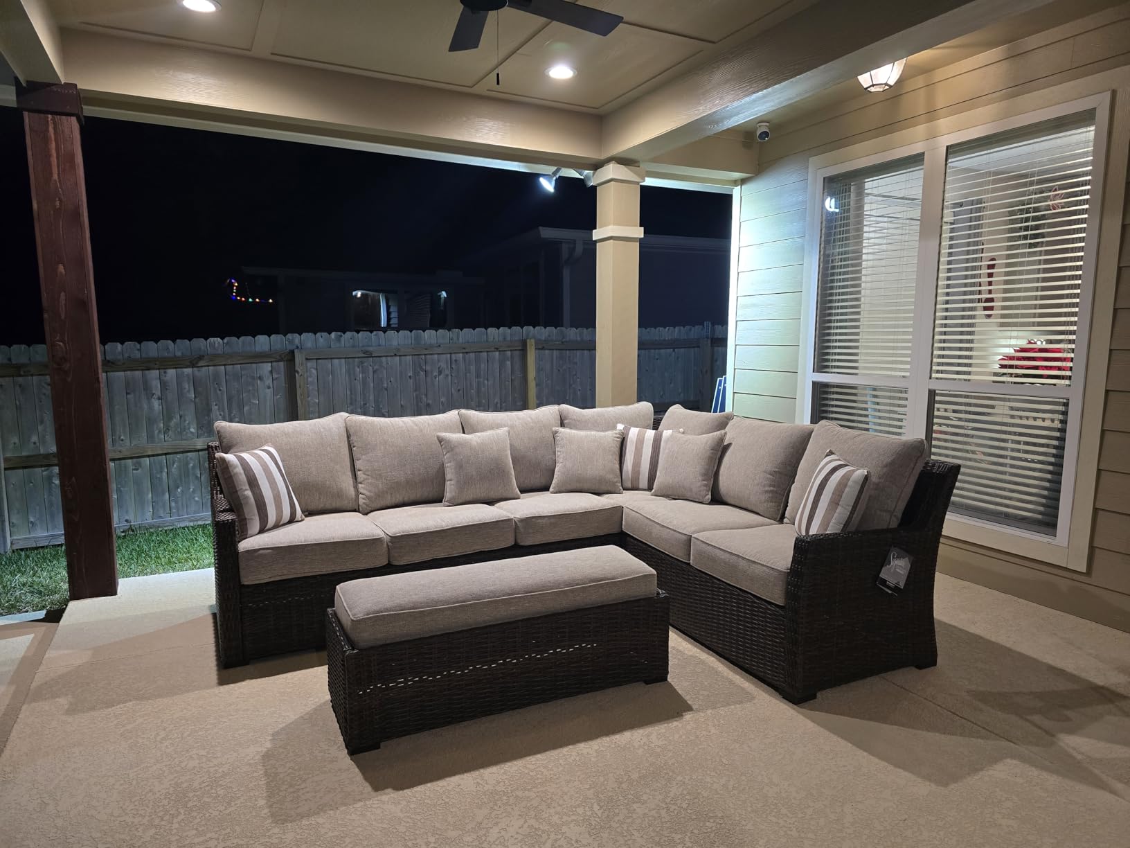 Signature Design by Ashley Brook Ranch Outdoor Sectional, All-Weather Resin Wicker Patio Furniture With High-Performance Cushions, Durable Aluminum Frame, Neutral customer photo 2