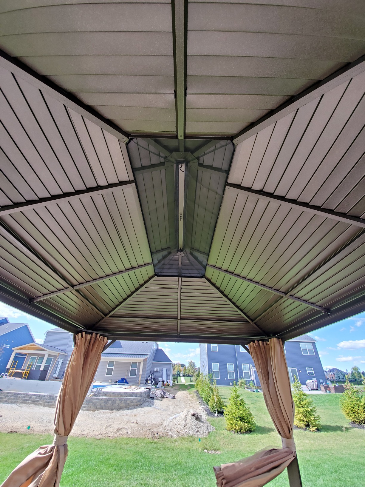 EROMMY 12' x 12' Hardtop Gazebo, Aluminum Frame Gazebos with Galvanized Steel Double Roof, Permanent Outdoor Metal Pavilion with Curtain and Netting for Patio, Lawn, Deck customer photo 1