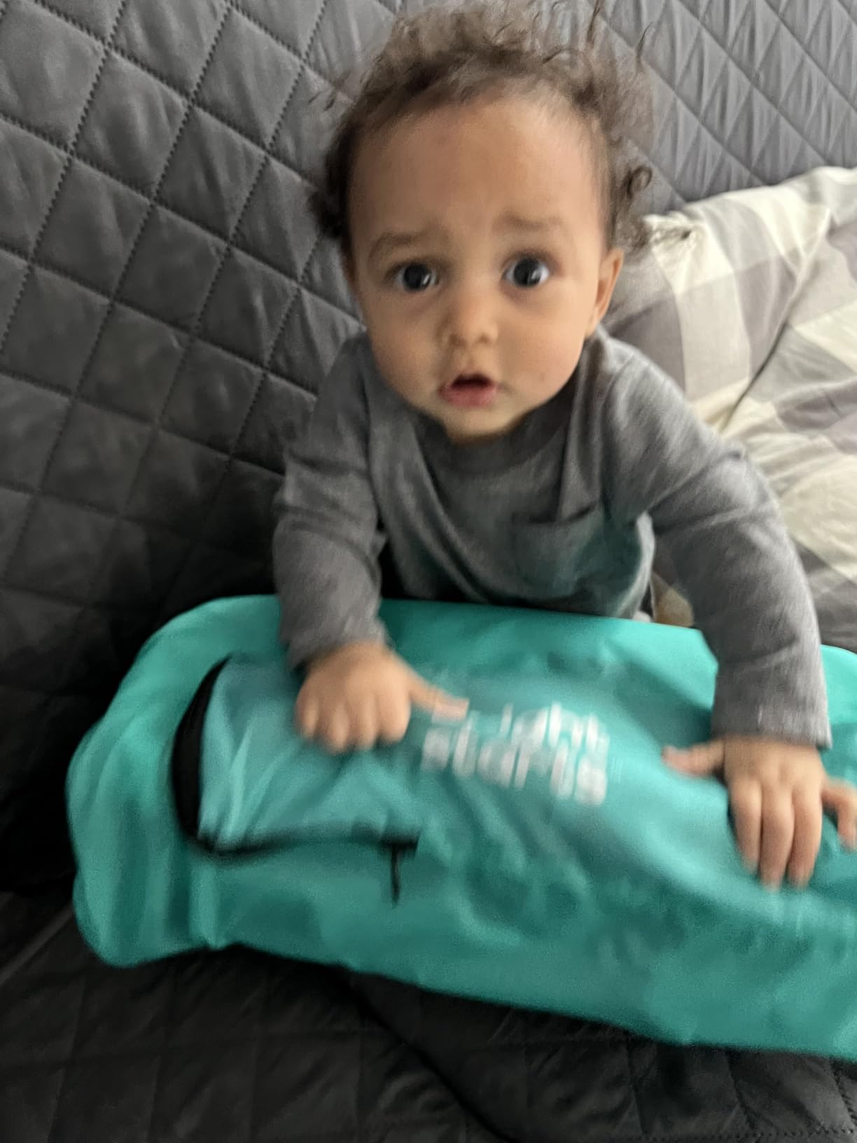 Bright Starts Pop 'N Sit Portable Booster Seat, 3-in-1 Floor Seat, Travel High Chair & Toddler Booster with Feeding Tray, Indoor/Outdoor, Grey, 6 Months-3 Years customer photo 2
