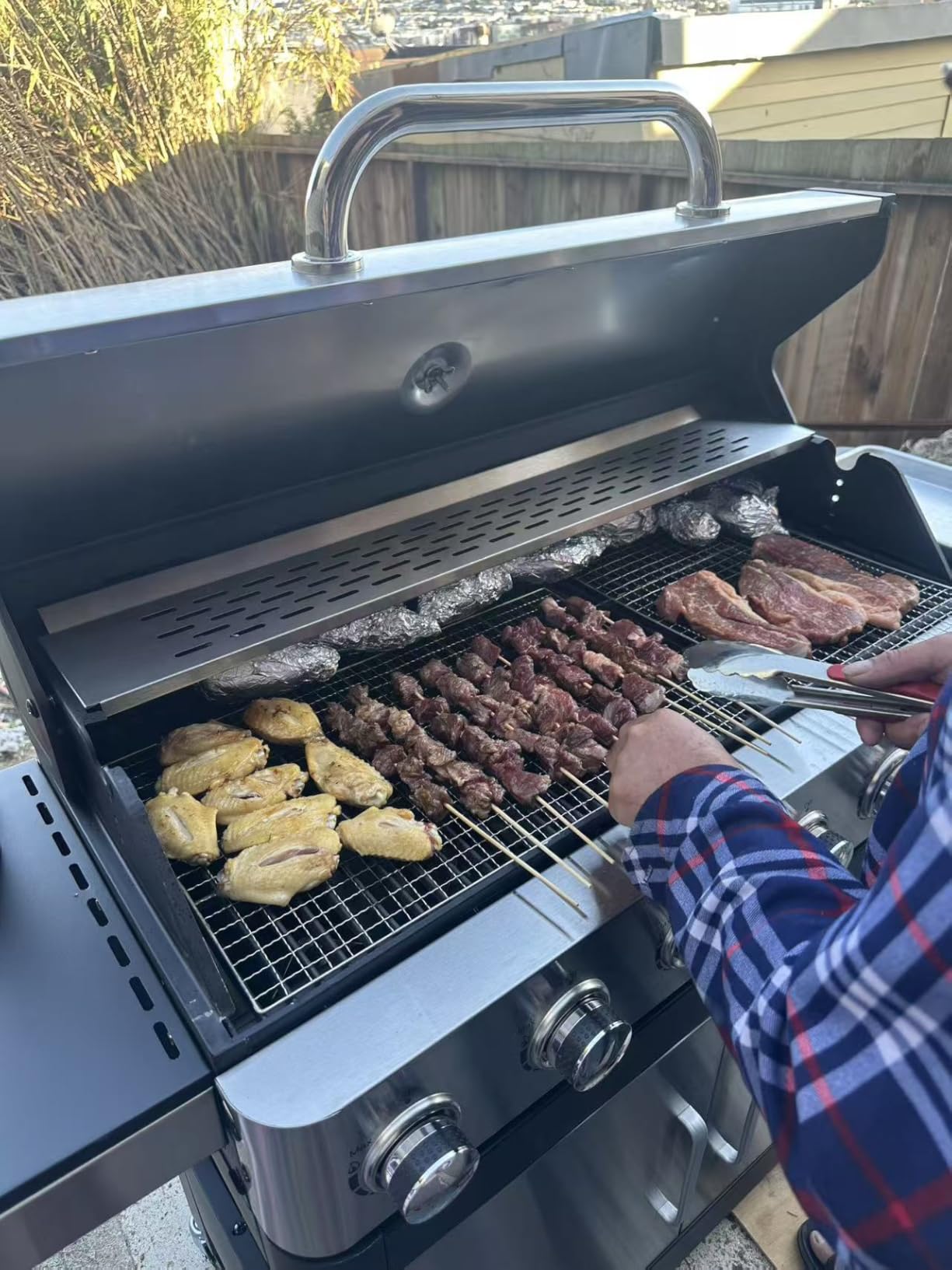 Sophia & William 6-Burner Propane Gas BBQ Grill with Side Burner & Porcelain-Enameled Cast Iron Grates, Stainless Steel Barbecue Grills Outdoor Cooking for Outside, 665 SQ.IN. Cooking Area, 65,800BTU customer photo 1