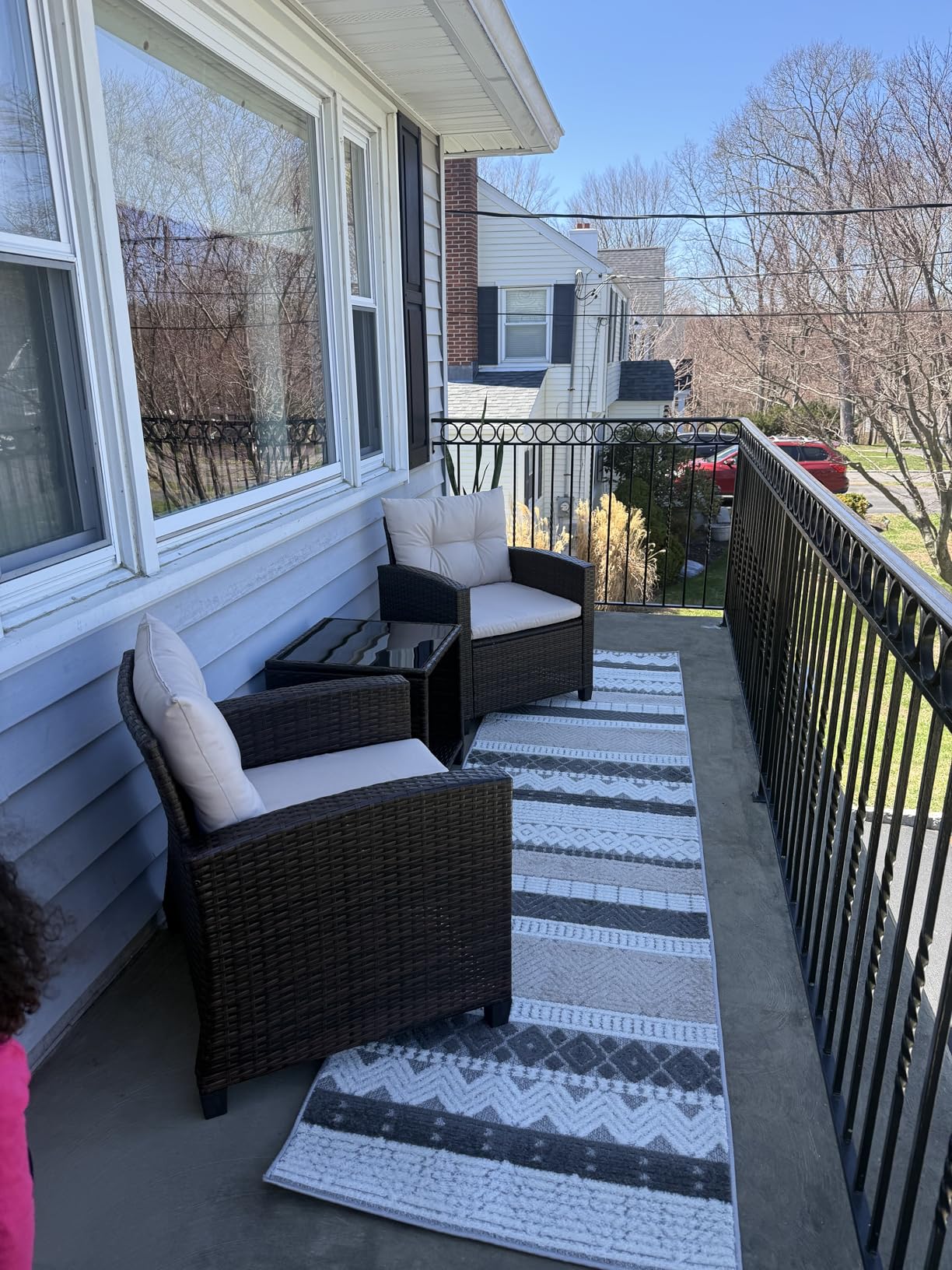 Devoko 3 Pieces Patio Furniture Set, PE Rattan Wicker Patio Set with Two Outdoor Chairs and Table, Upgraded Patio Chairs and Table for Porch, Garden Poolside Balcony customer photo 2