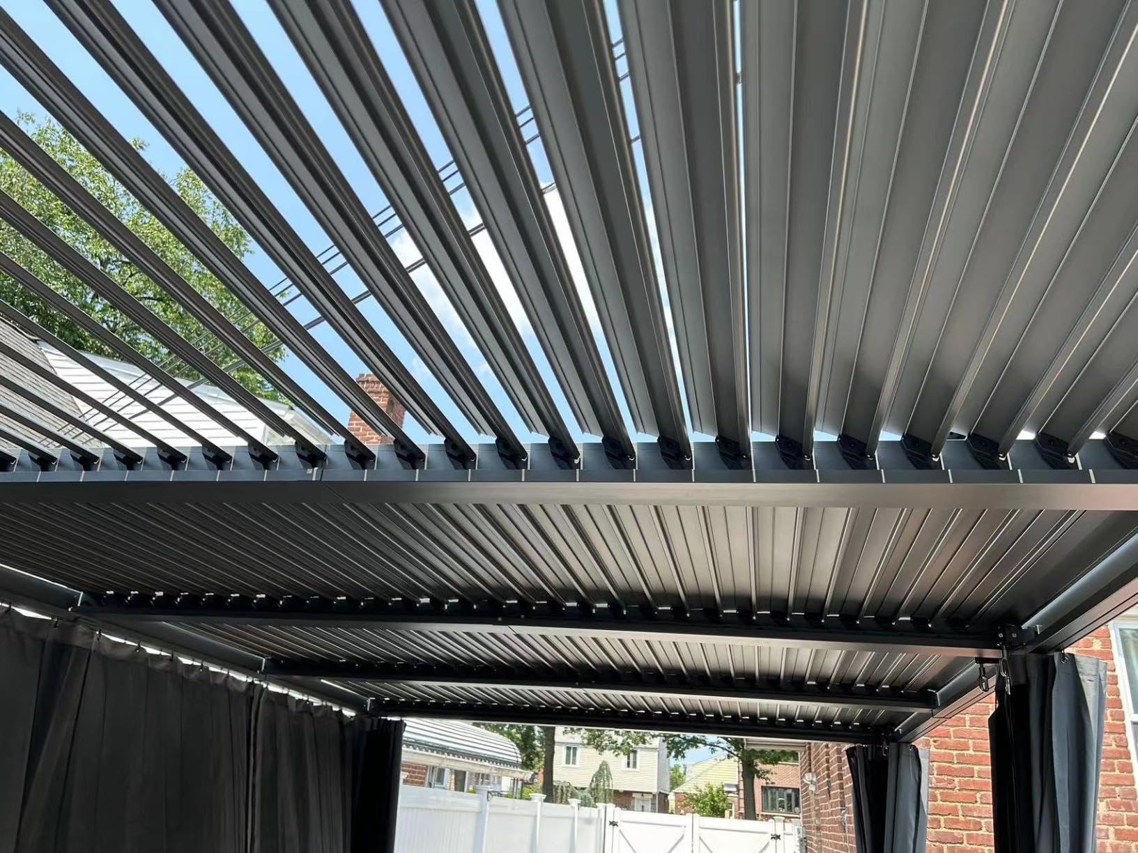 Aoxun Louvered Pergola 10' x 12' Outdoor Aluminum Pergola with Adjustable Top for Decks, Gardens and Backyards, Gray customer photo 1