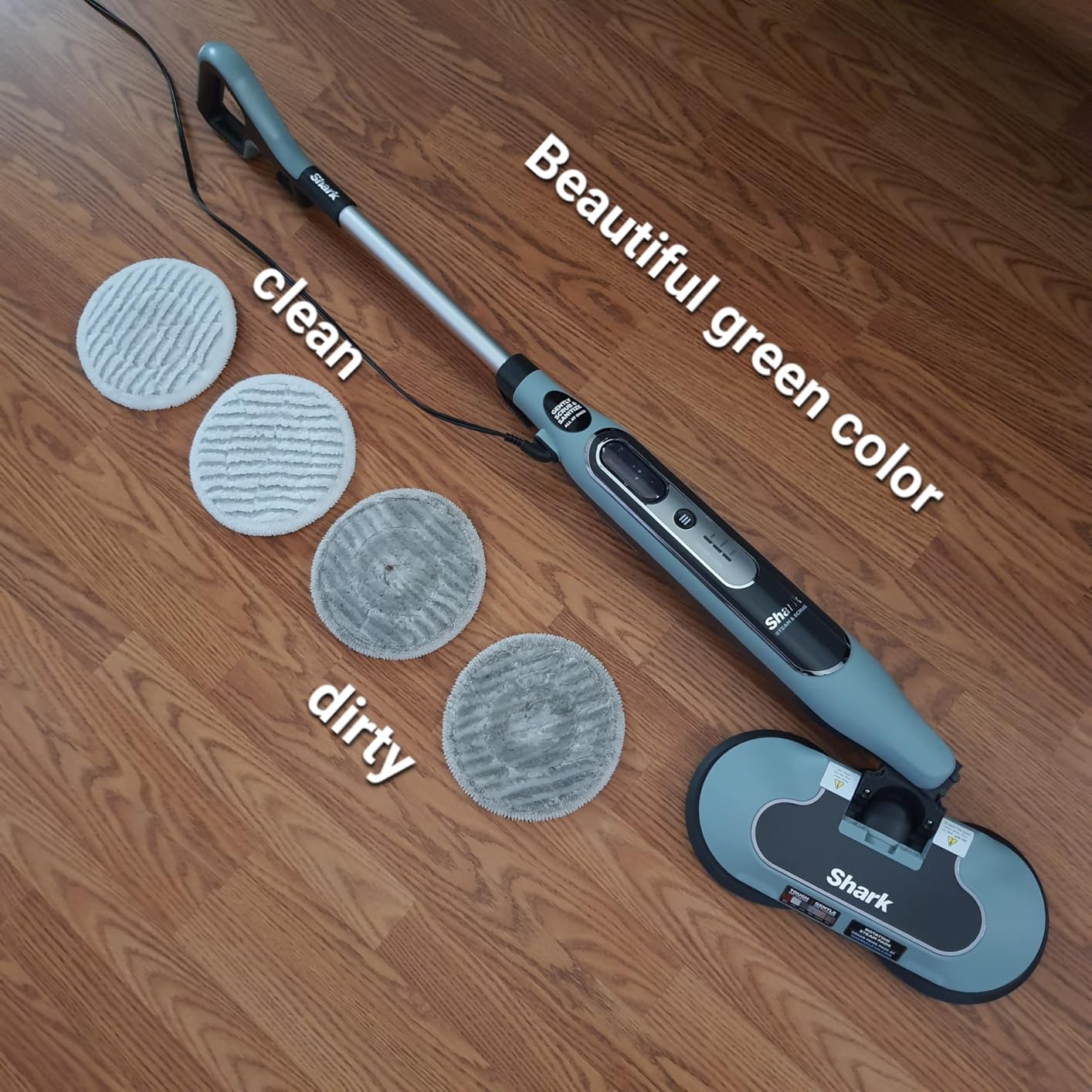 Shark Steam & Scrub Steam Mop S8001, All-in-One Scrubbing and Sanitizing Hard Floor Cleaner, LED Headlights, 4 Dirt Grip Soft Scrub Pads Included, XL Water Tank, Swivel Steering, Hawaiian Grey customer photo 2