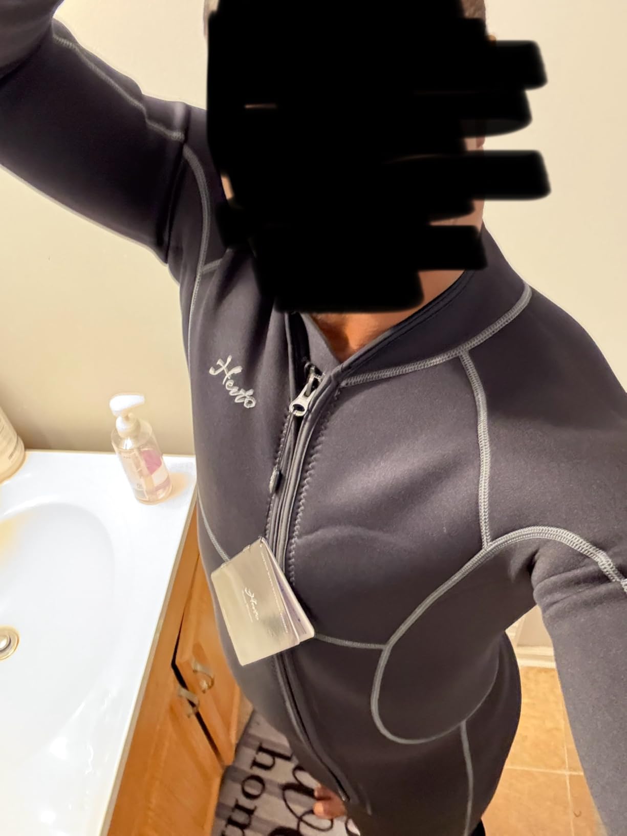 Hevto Men Wetsuits 3/2mm Neoprene Wet Suit Back Front Zip in Cold Water for Surfing Swimming Diving customer photo 2