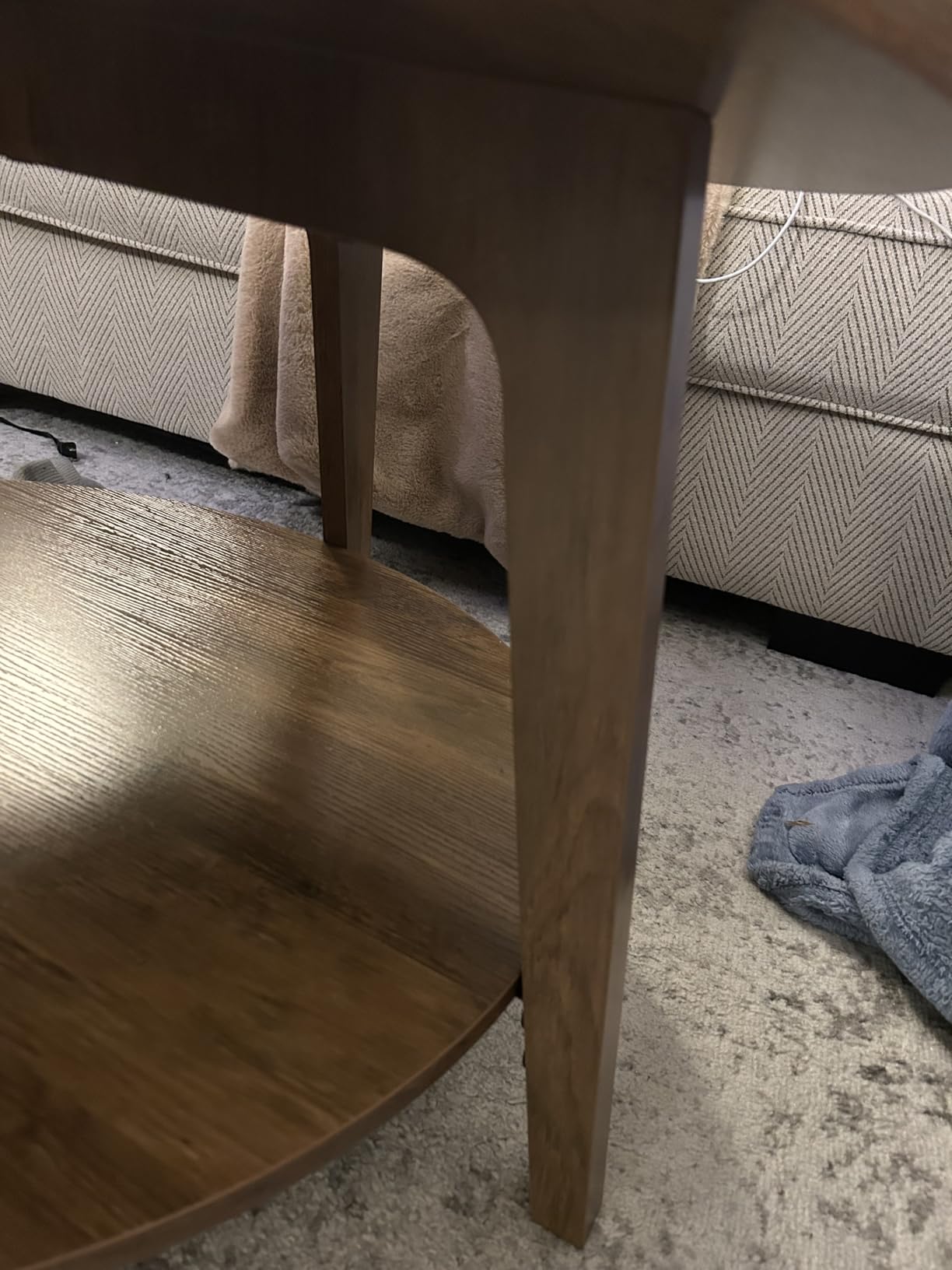 VASAGLE MAEZO Collection - Round Coffee Table, 2-Tier Center Table with Storage, Tapered Legs, Curved Transitions, 31.5 Dia. x 17.7 H Inches, Easy Assembly, for Living Room, Honey Brown customer photo 1