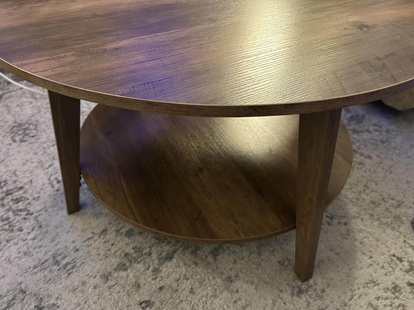 VASAGLE MAEZO Collection - Round Coffee Table, 2-Tier Center Table with Storage, Tapered Legs, Curved Transitions, 31.5 Dia. x 17.7 H Inches, Easy Assembly, for Living Room, Honey Brown customer photo 2
