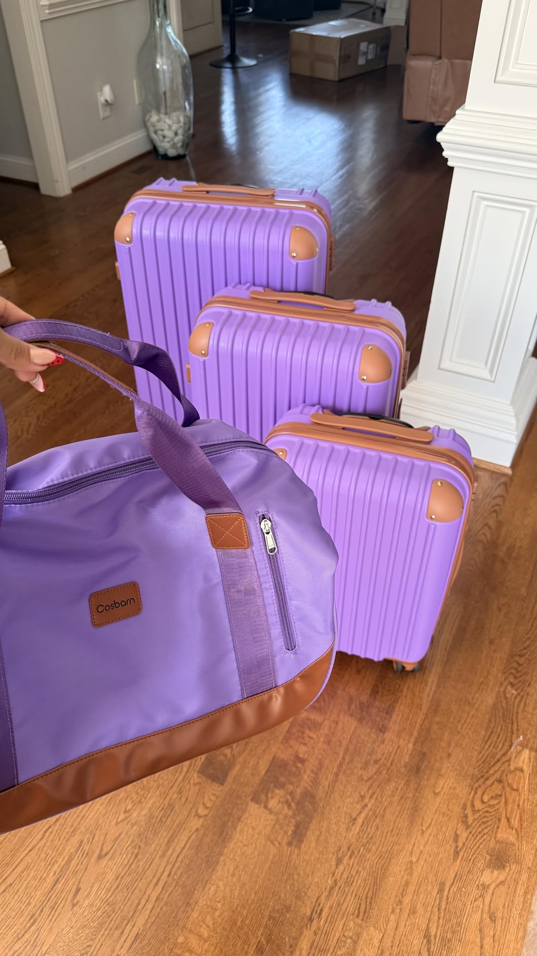 Cosbarn Luggage Sets 5 Piece Suitcases with Wheels, Suitcase Set ABS Hard Case Luggage with TSA Lock Spinner Wheels Durable Travel Luggage customer photo 2