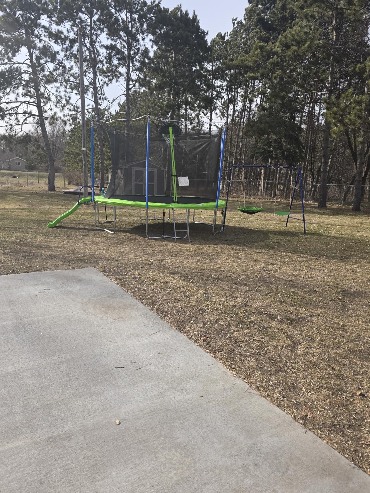 Lyromix 12FT 14FT Trampoline with Slide and Swings, ASTM Approved Outdoor Trampoline with Basketball Hoop and Ladder, Capacity for 5-7 Kids and Adults customer photo 1