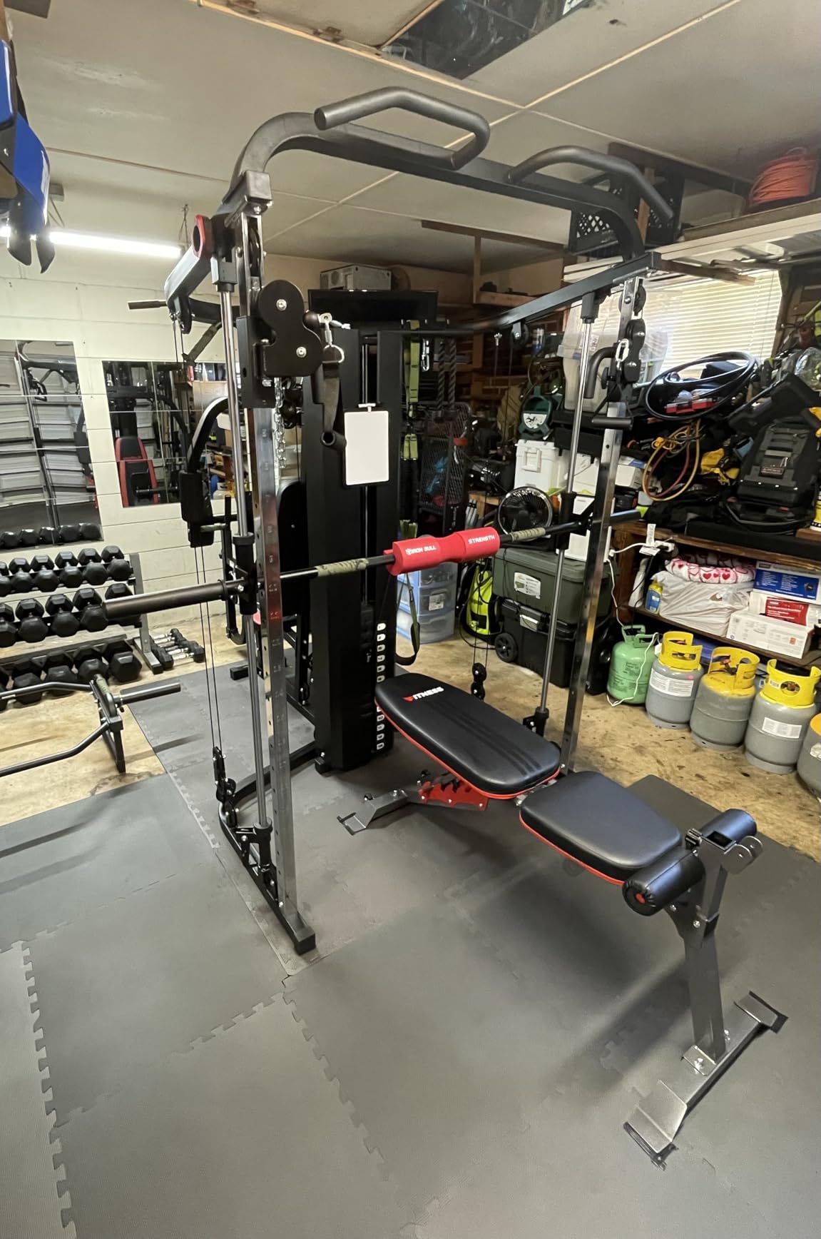 SunHome Multifunction Home Gym Equipment Workout Station, Smith Machine with 138LB Weight Stack, Leg Press, LAT Station customer photo 1
