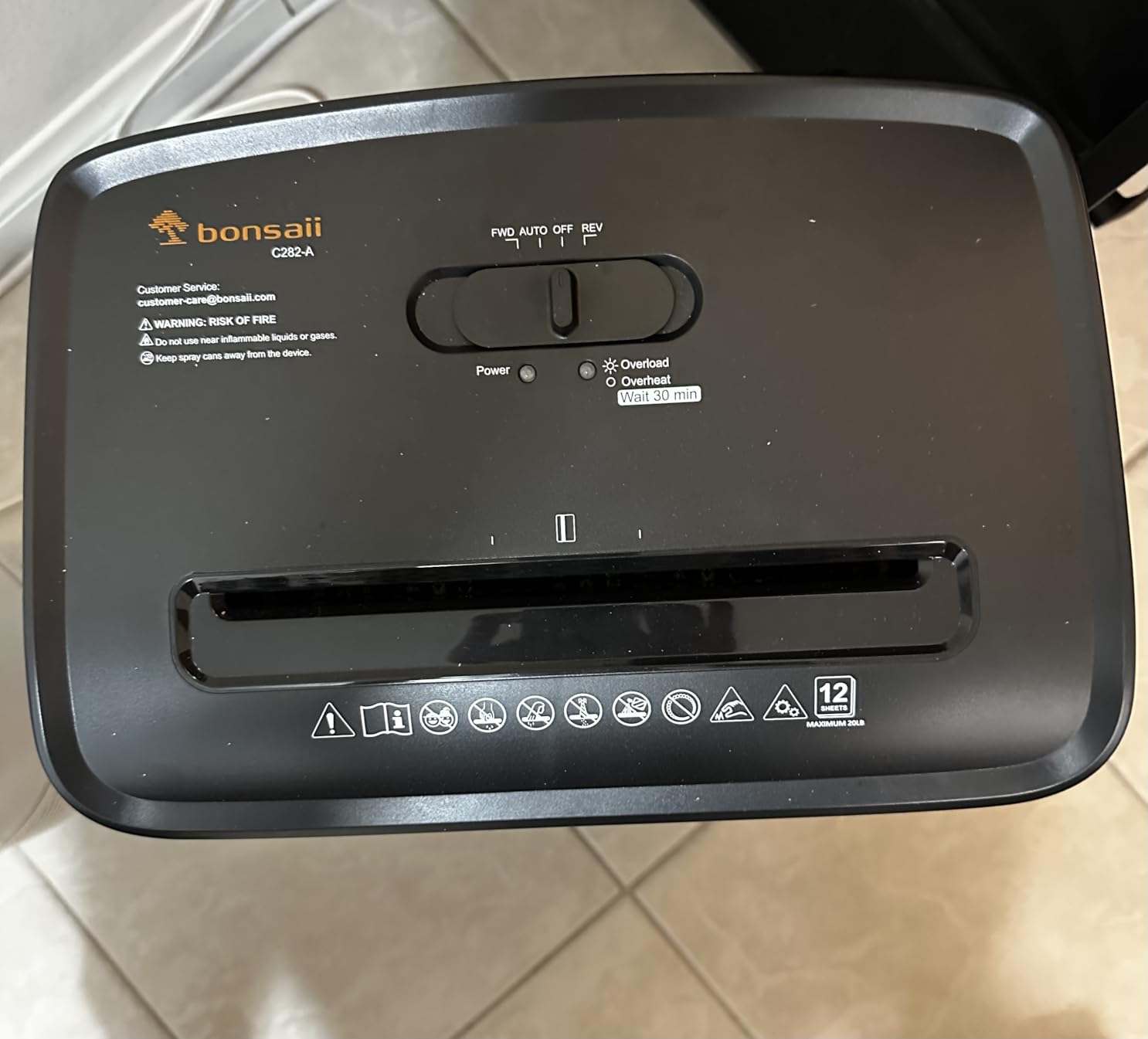 Bonsaii 12 Sheet Paper Shredder for Home Office, Heavy Duty Cross Cut with 5.5 Gal Pullout Bin, P-4 Security customer photo 1