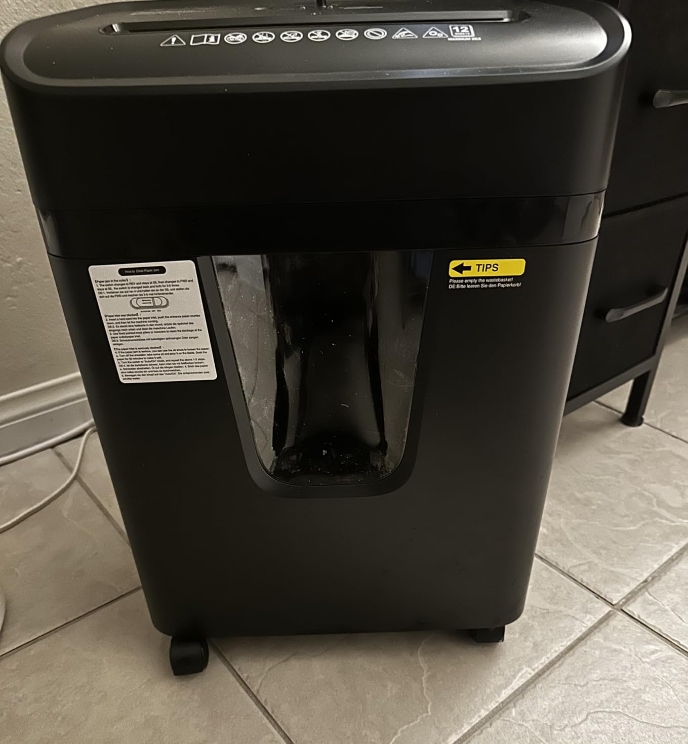 Bonsaii 12 Sheet Paper Shredder for Home Office, Heavy Duty Cross Cut with 5.5 Gal Pullout Bin, P-4 Security customer photo 2