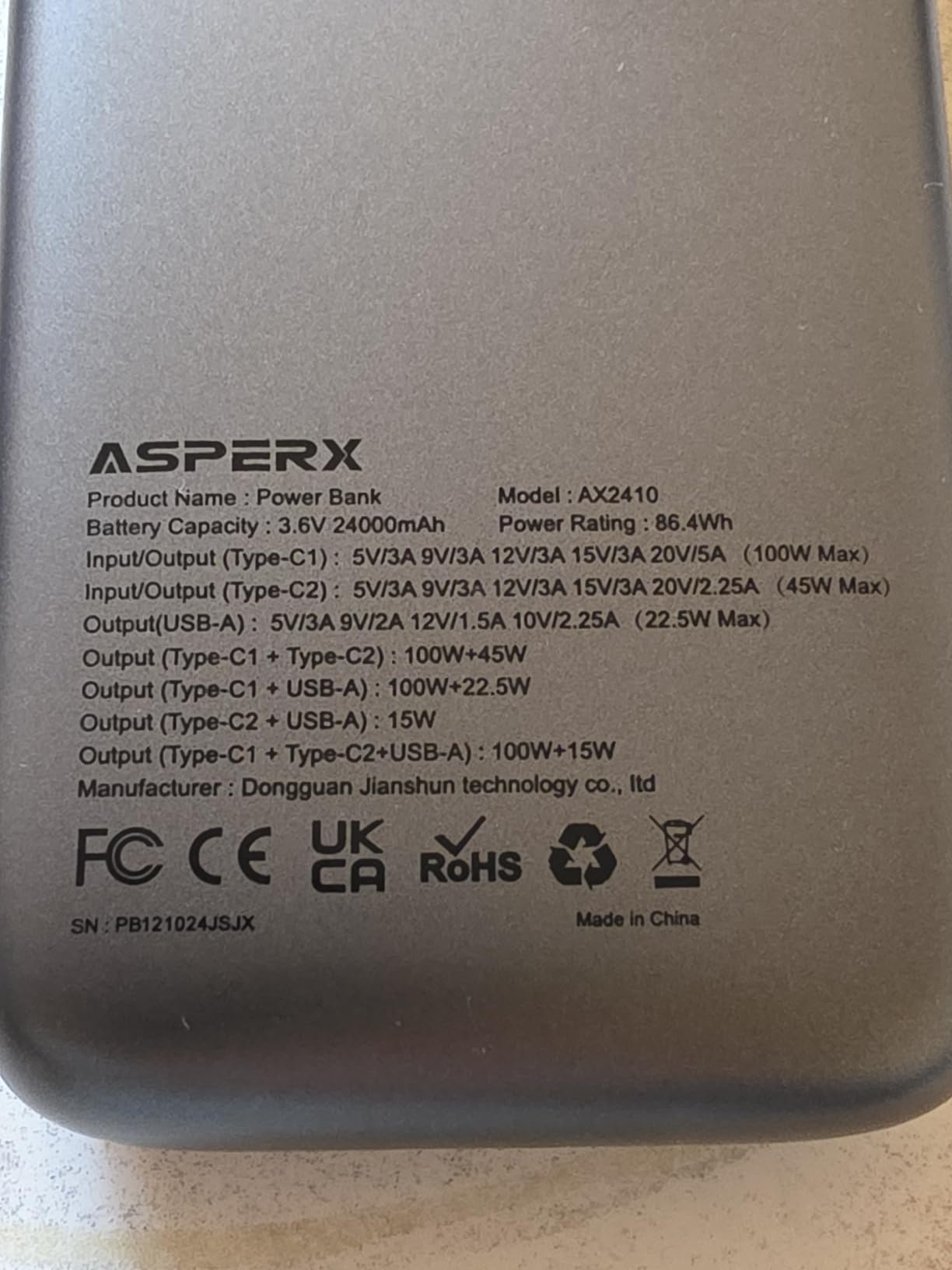 AsperX Laptop Power Bank, 25,000mAh 140W PD 3.1 Fast Charging Portable Charger, TFT Smart Display USB C Battery Pack(92.5Wh) for MacBook/iPhone 17/Dell XPS/Galaxy S25/Steam Deck/ipad (Flight-Approved) customer photo 1