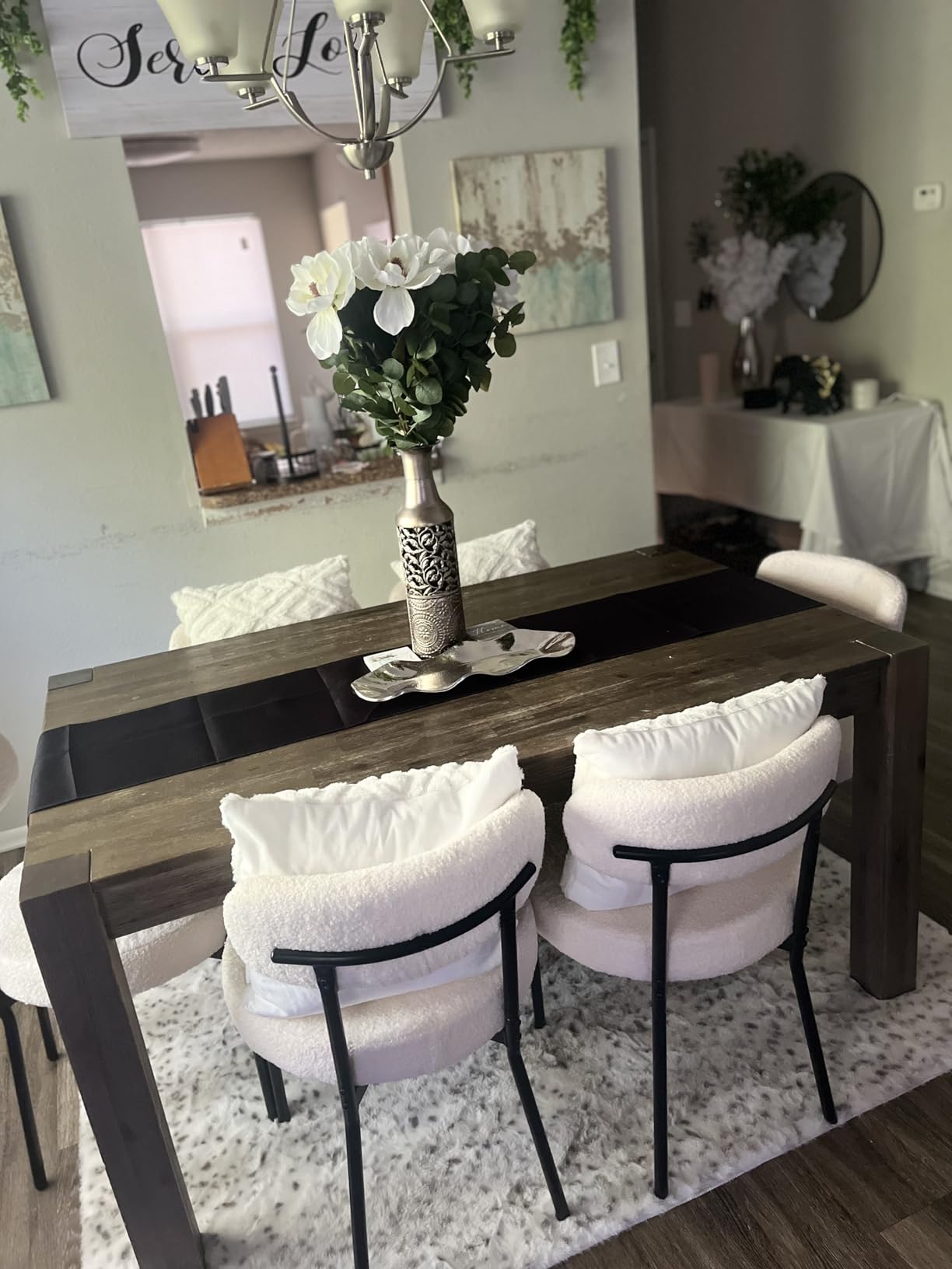 Sweetcrispy Dining Chairs Set of 2, Boucle Upholstered Modern Mid Century Round Kitchen Chairs with Curved Backrest & Metal Legs customer photo 1