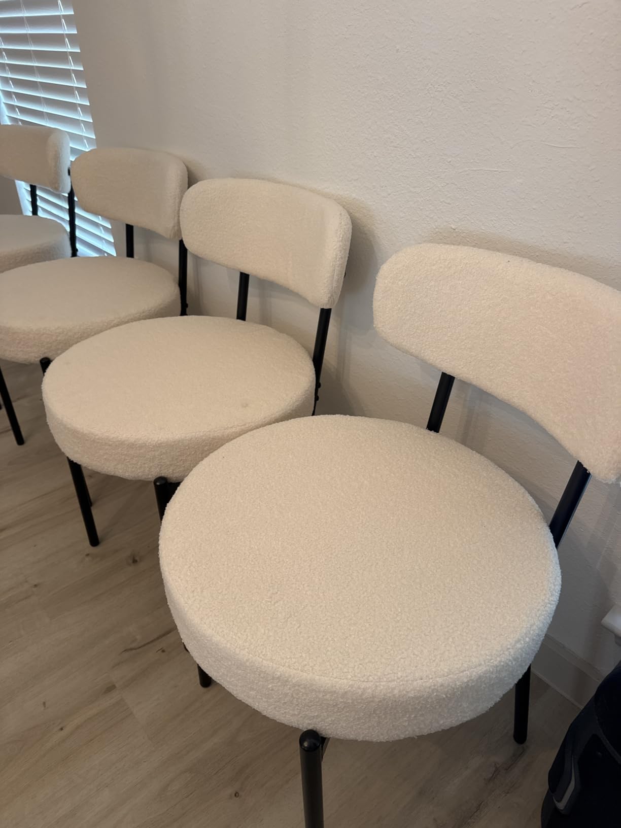 Sweetcrispy Dining Chairs Set of 2, Boucle Upholstered Modern Mid Century Round Kitchen Chairs with Curved Backrest & Metal Legs customer photo 2