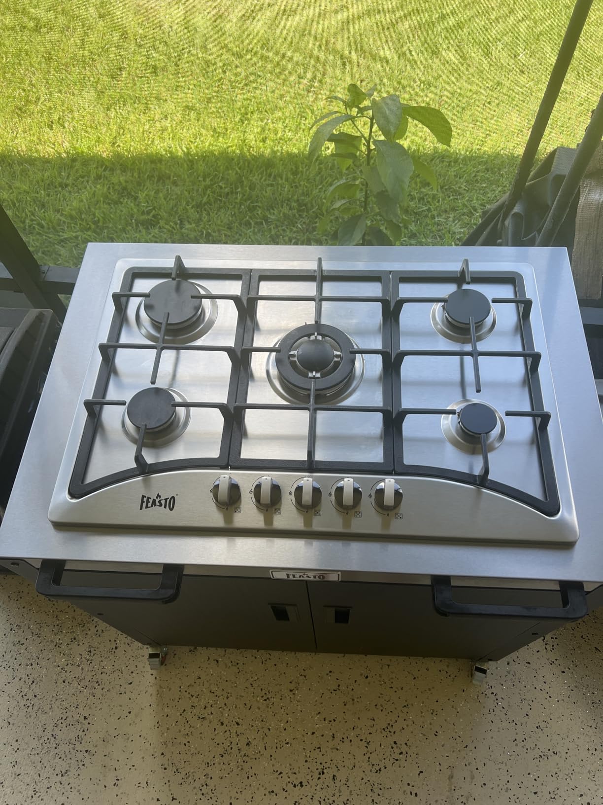 Feasto Gas Grill, Movable Outdoor Gas Stove Stainless Steel Top with Cabinet, 5 Burners with 36,200 BTUs, Outdoor Propane Grill for Outdoor Cooking, Ideal for Lawn & Garden, L35.4 x W24 customer photo 2