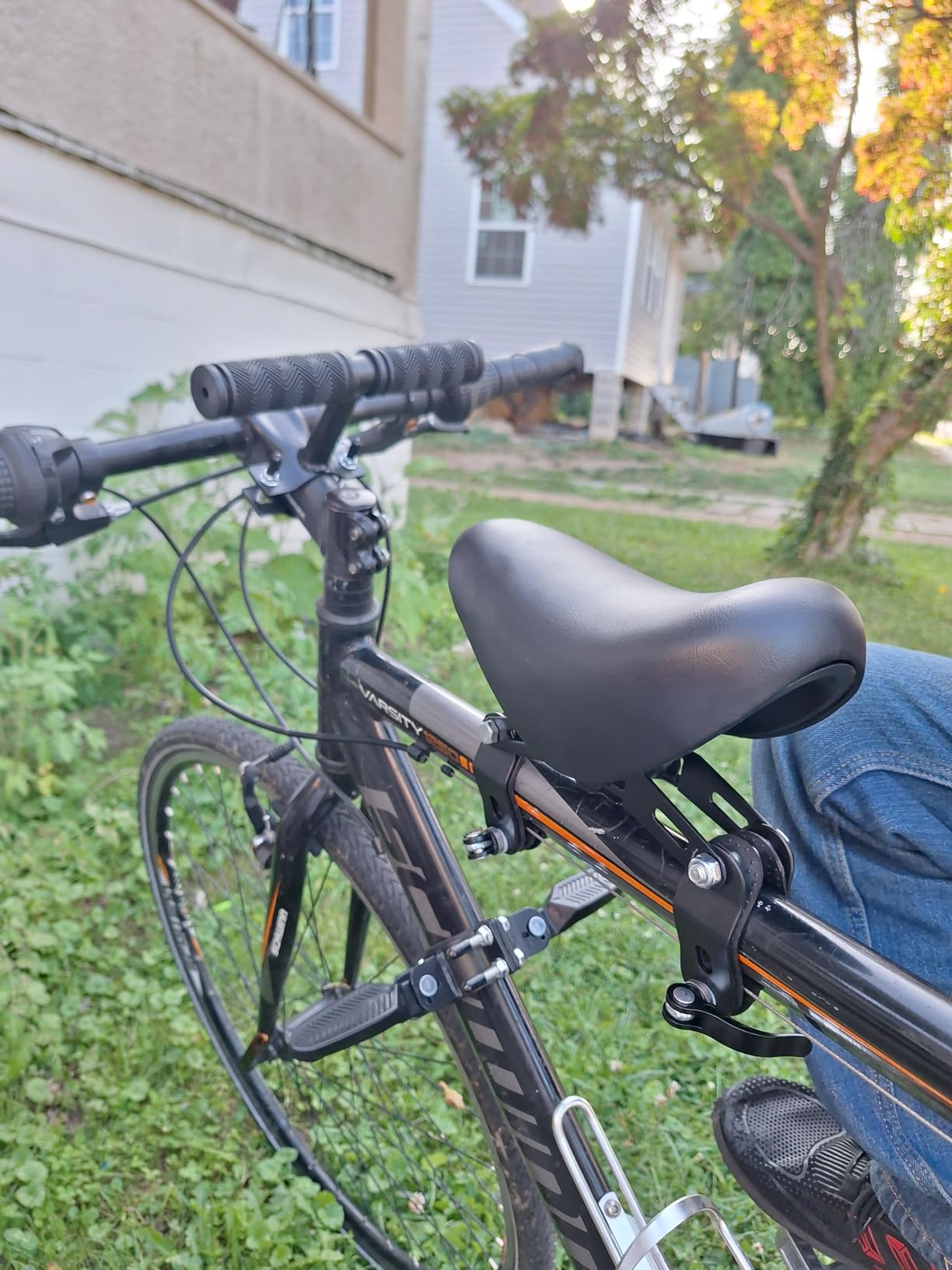 Front Mounted Bicycle Seats for Children, Kid Bike Seat Mountain with Handlebars Foot Pedals for Children 2~5 Years (Black) customer photo 2