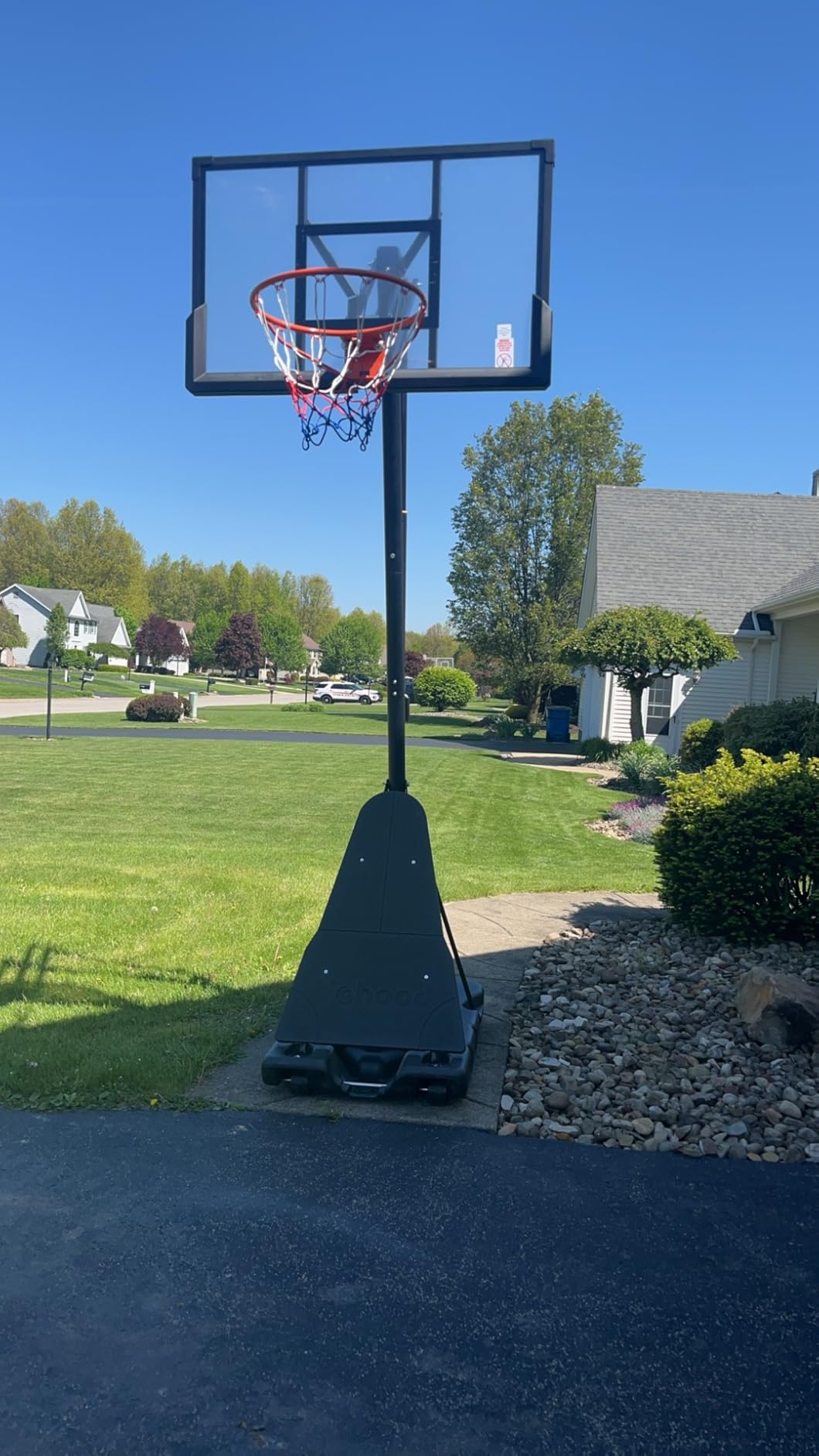 Yohood Basketball Hoop Outdoor Portable 44/48 Inch Backboard, 10ft Quickly Adjustable Basketball Goal System with Wheels for Court/Backyard/Driveway customer photo 1