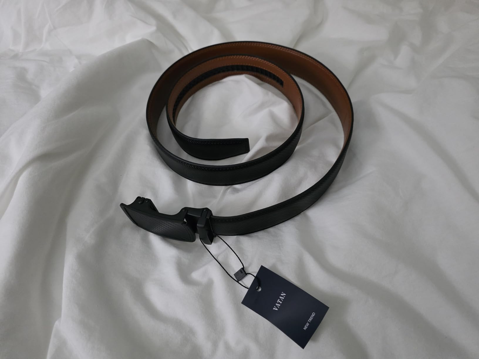 Men's Belt Leather Ratchet Belt for Men Dress Casual Every Day with Adjustable Buckle, Trim to Fit customer photo 2
