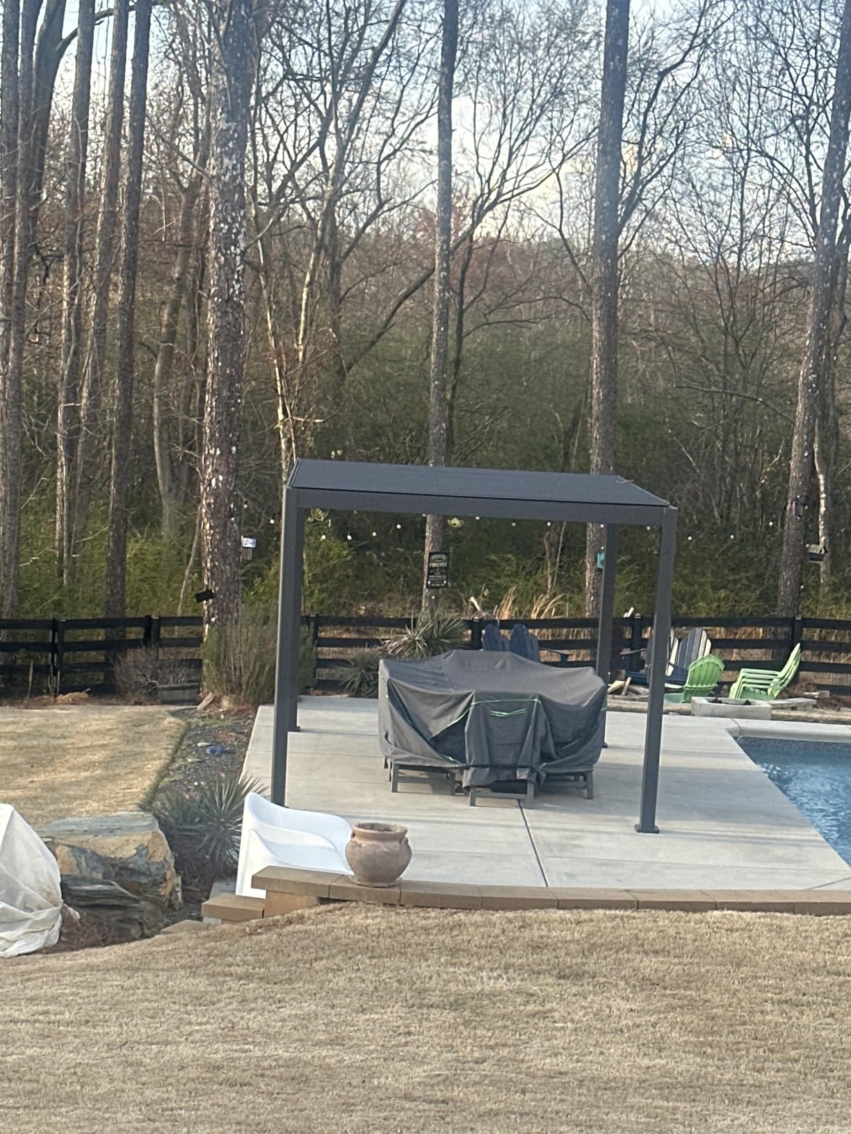 111S Round Louvered Pergola Gazebo, 10Ft x 13Ft, Full Aluminum Frame, Adjustable Roof, Outdoor, Durable, Charcoal customer photo 2