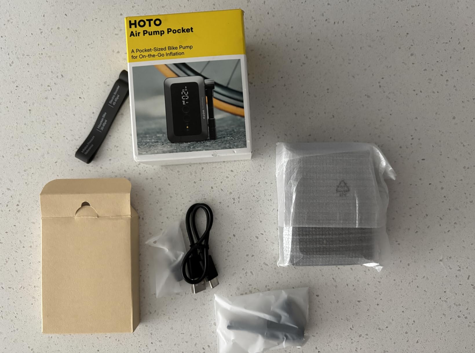 HOTO Mini Bike Tire Pump, 25s Fast Inflate Bicycle Pump with Guage, 150PSI Portable Electric Bike Air Pump with Presta and Schrader Valve for Road Bike, Motorcycle, Mountain Bike, BMX, Sports Ball customer photo 2