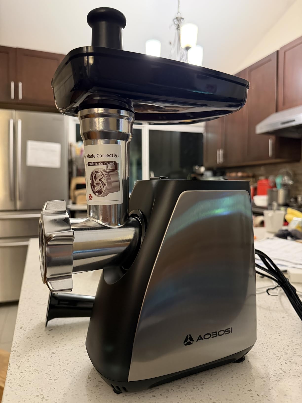 AAOBOSI Meat Grinder, 4-In-1 Meat Grinder Electric [2800W Max] with 3 Slice, Shred Blades,2 Blades,3 Plates,Sausage Stuffer,Kubbe Kit, for Home Kitchen Use, Stainless Steel customer photo 1