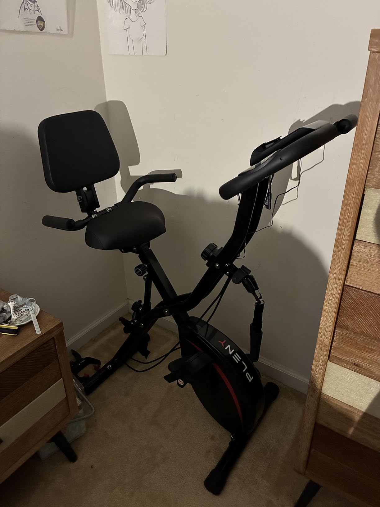 Pleny Folding Exercise Bike, 5 IN 1 Stationary Bikes for Home 6.6 LBS Flywheel, 330LB Weight Capacity Back Support Cushion Indoor Workout Cycling Bike for Home Gym customer photo 1