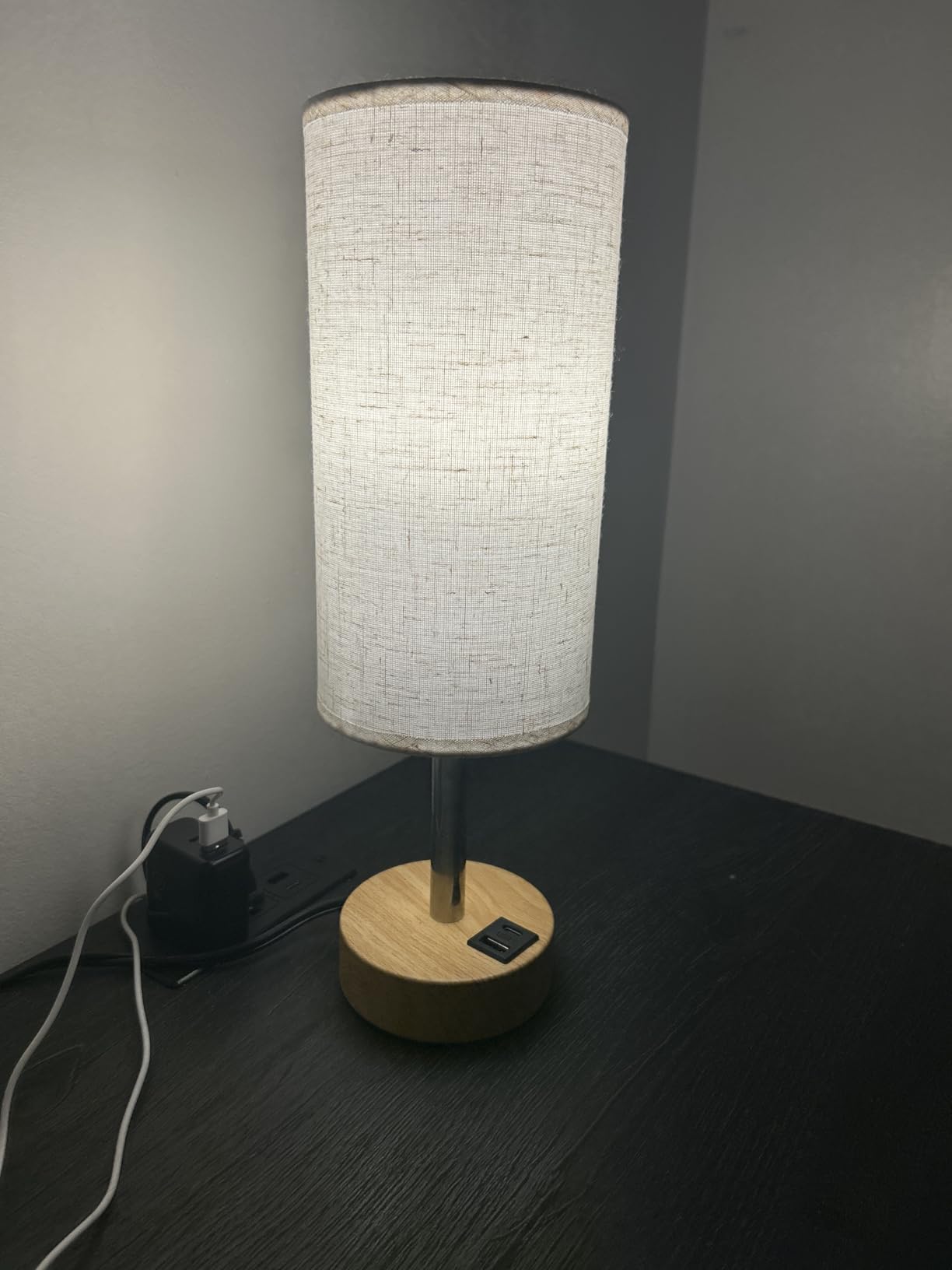 Dicoool Touch Bedside Table Lamp with USB - 3 Way Dimmable Wood Lamp for Bedroom Nightstand, Desk Lamp with Charging Station for Dorm, Living Room, Office, Kids Room, Small, 14in customer photo 1