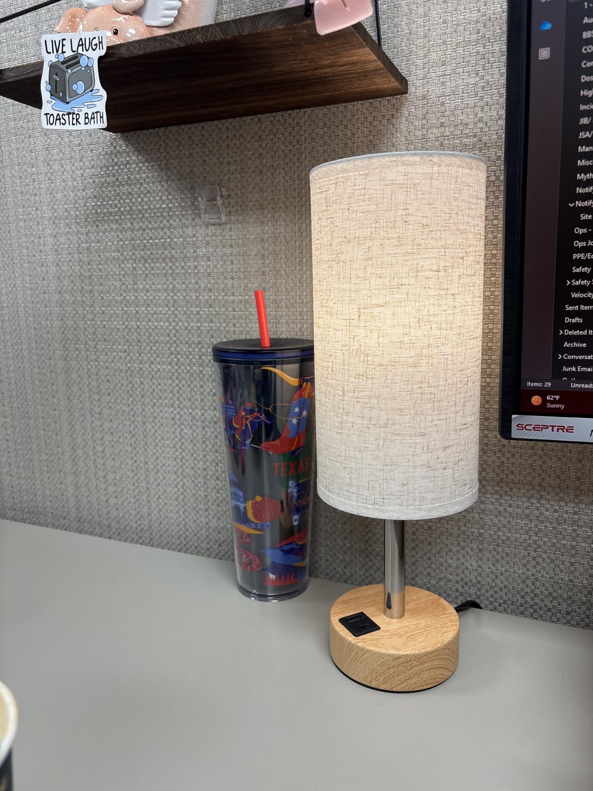 Dicoool Touch Bedside Table Lamp with USB - 3 Way Dimmable Wood Lamp for Bedroom Nightstand, Desk Lamp with Charging Station for Dorm, Living Room, Office, Kids Room, Small, 14in customer photo 2