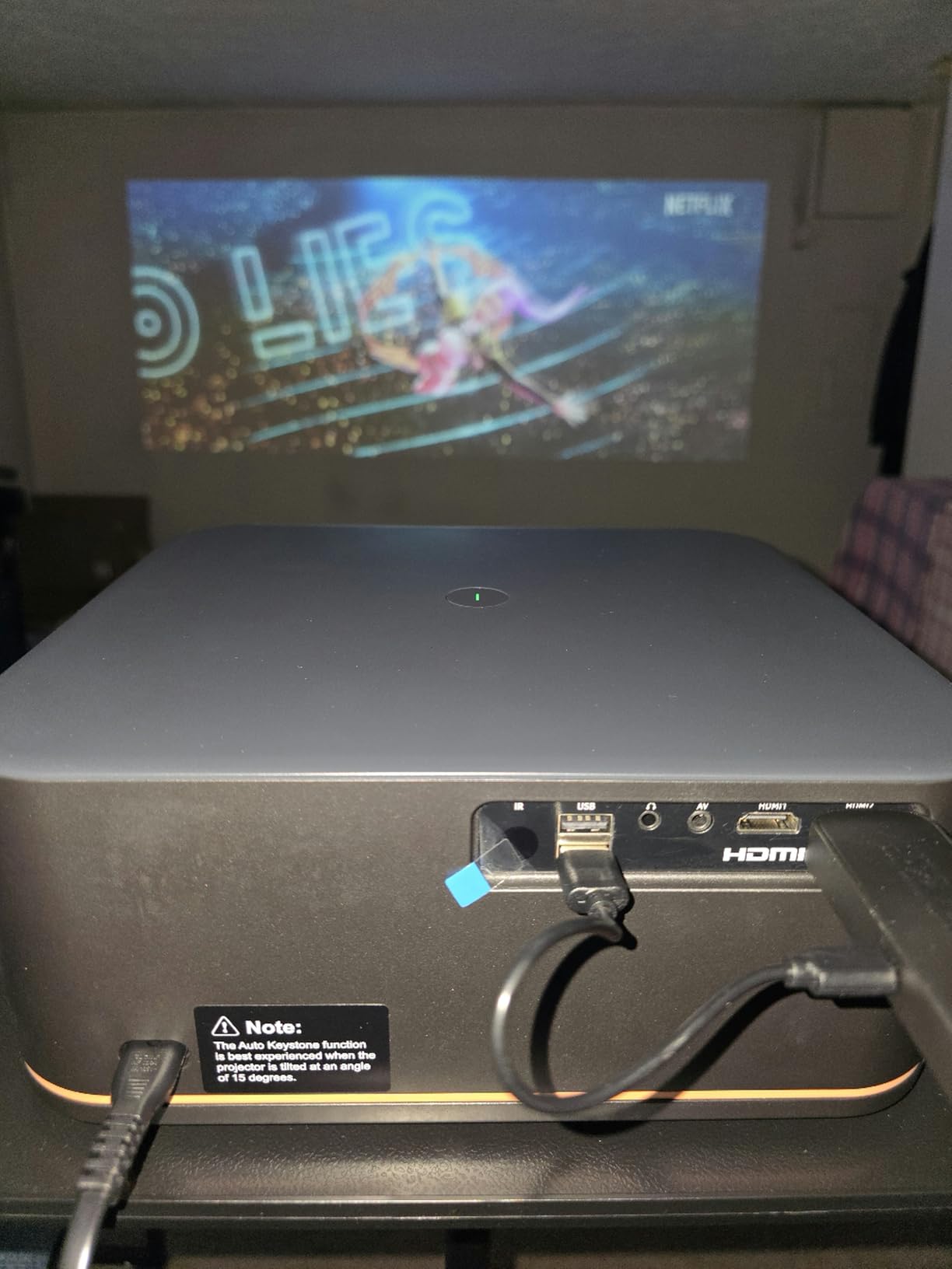 2000 ANSI 4K Decoding Projector with WiFi and Bluetooth, HAPPRUN Movie Home Theater with Auto Focus, 300'' Display for Indoor/Outdoor, Smart Proyector Compatible with Phone/TV Stick/PC/PS5 customer photo 2