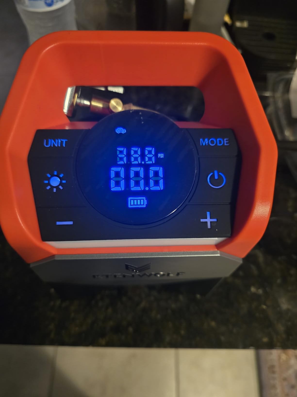 ETENWOLF Zephyr S5 Heavy-Duty Tire Inflator Portable Air Compressor, 160PSI &15600mAh Cordless Air Pump with LED Light for Car Tires, Bike, Motorcycle, Balls, Pickups (Vivid Orange) customer photo 2