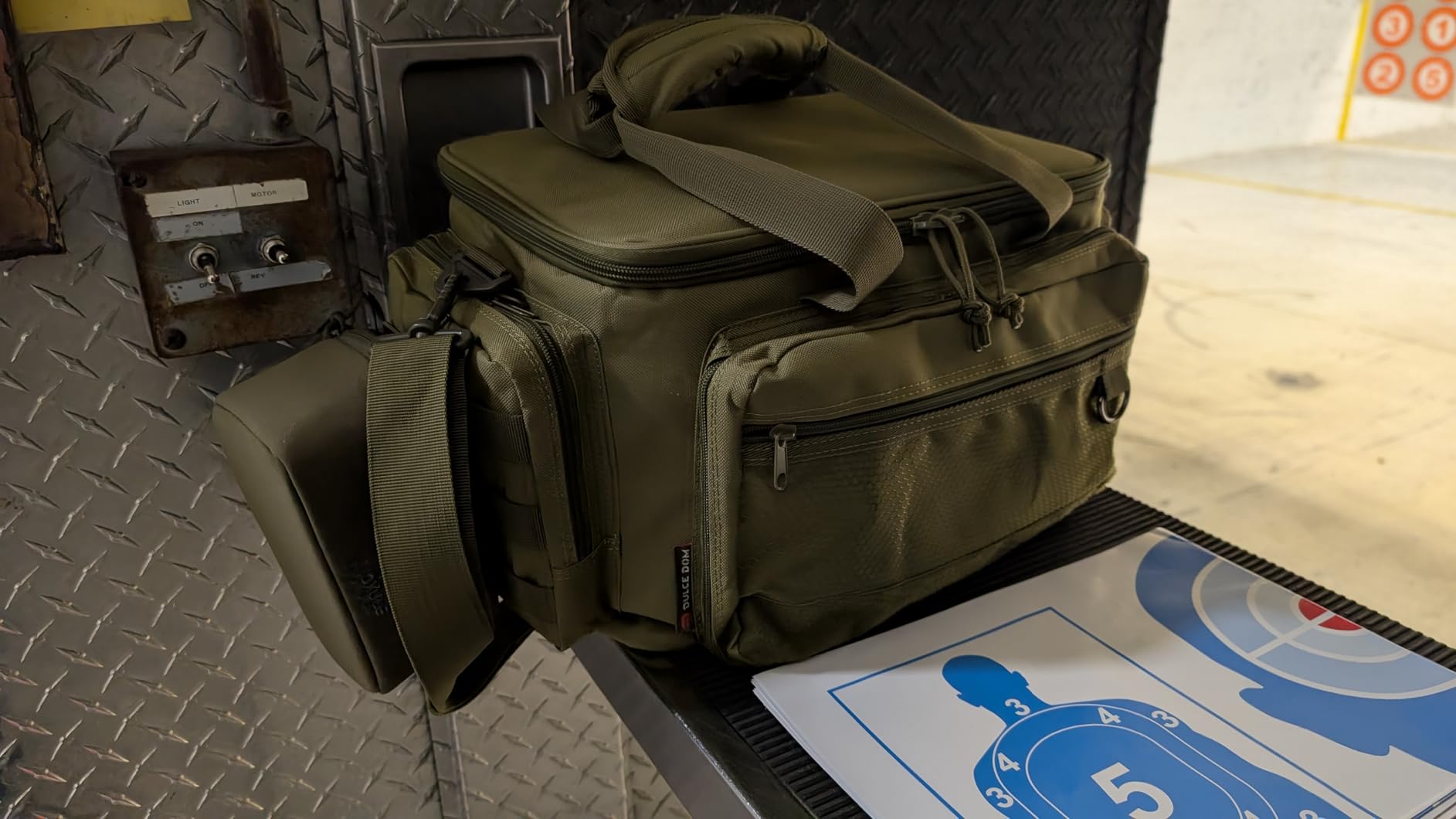 DULCE DOM Tactical Gun Range Bag for Handguns and Ammo, Firearm Rifle Pistol Case for Outdoor Hunting Shooting, Lockable Compartment, Additional Magazine Storage Slots customer photo 1