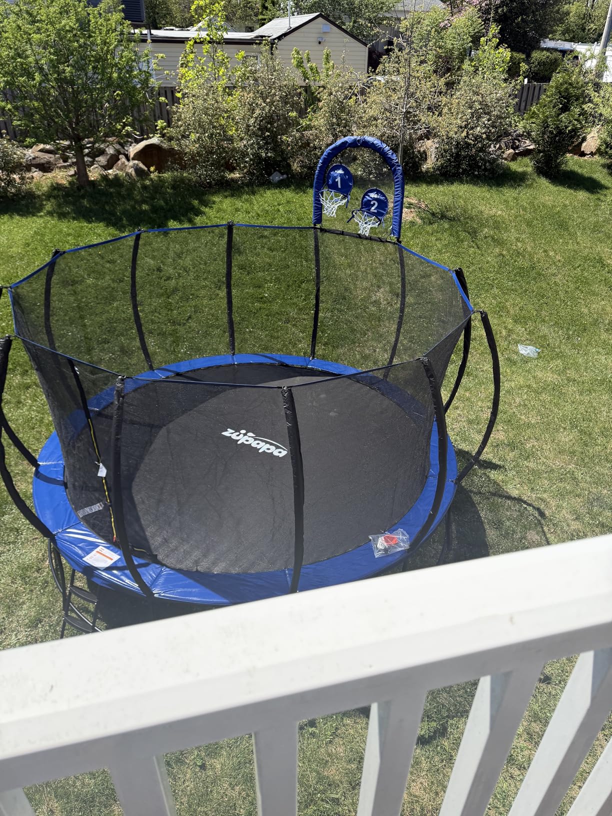 Zupapa 1800LBS Capacity Double Frame Trampoline 16 15 14 12FT No-Gap Safety Design Curved Poles & Basketball Hoop 10-Year Quality Assurance Perfect for Kids & Family Outdoor Fun customer photo 2