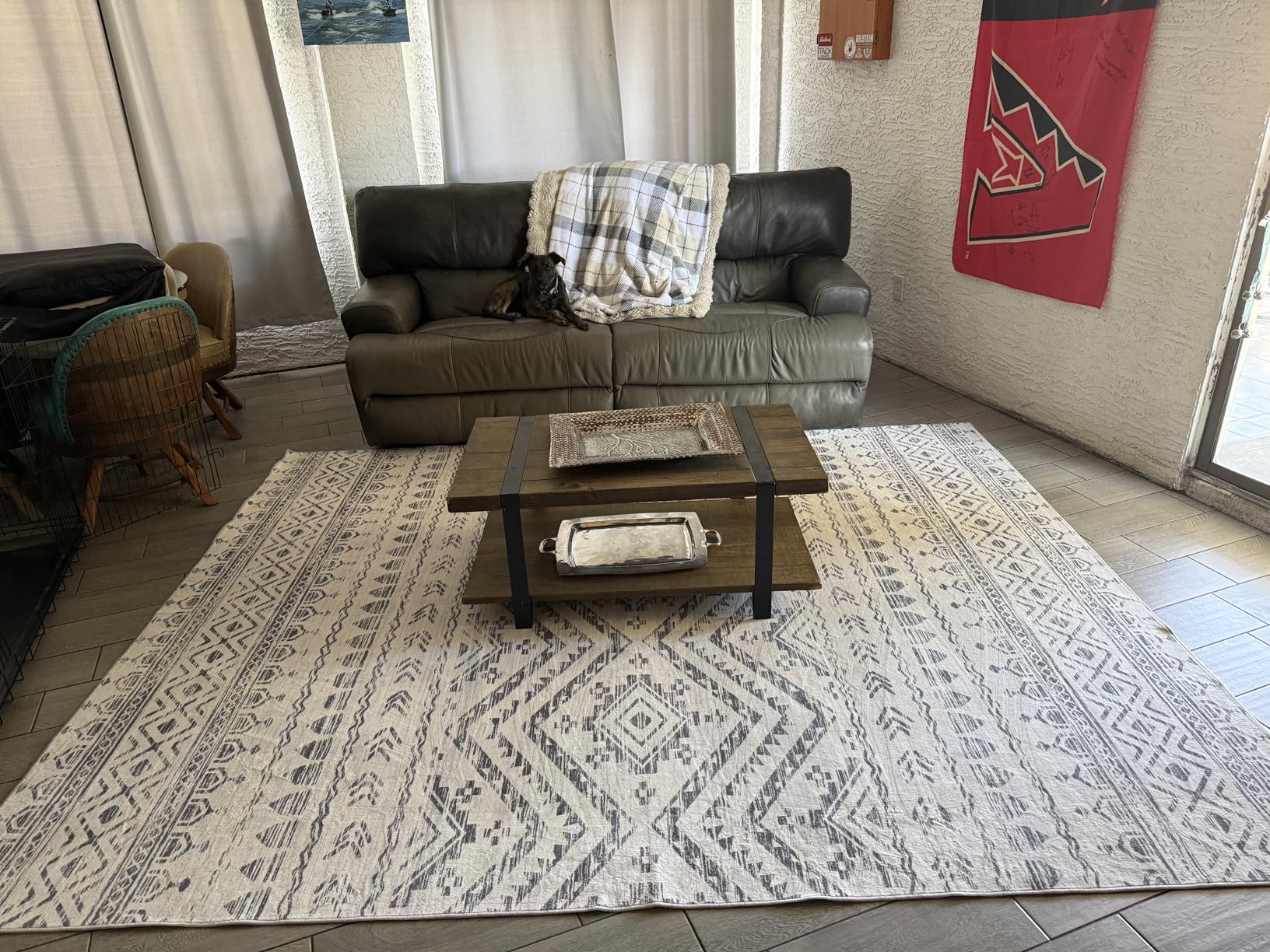 Miukiki 8x10 Area Rug for Living Room Moroccan Washable Rugs Non Slip Indoor Floor Carpet Foldable Large Soft Area Rug for Dining Room Bedroom with Low Pile(Grey,8'x10') customer photo 2