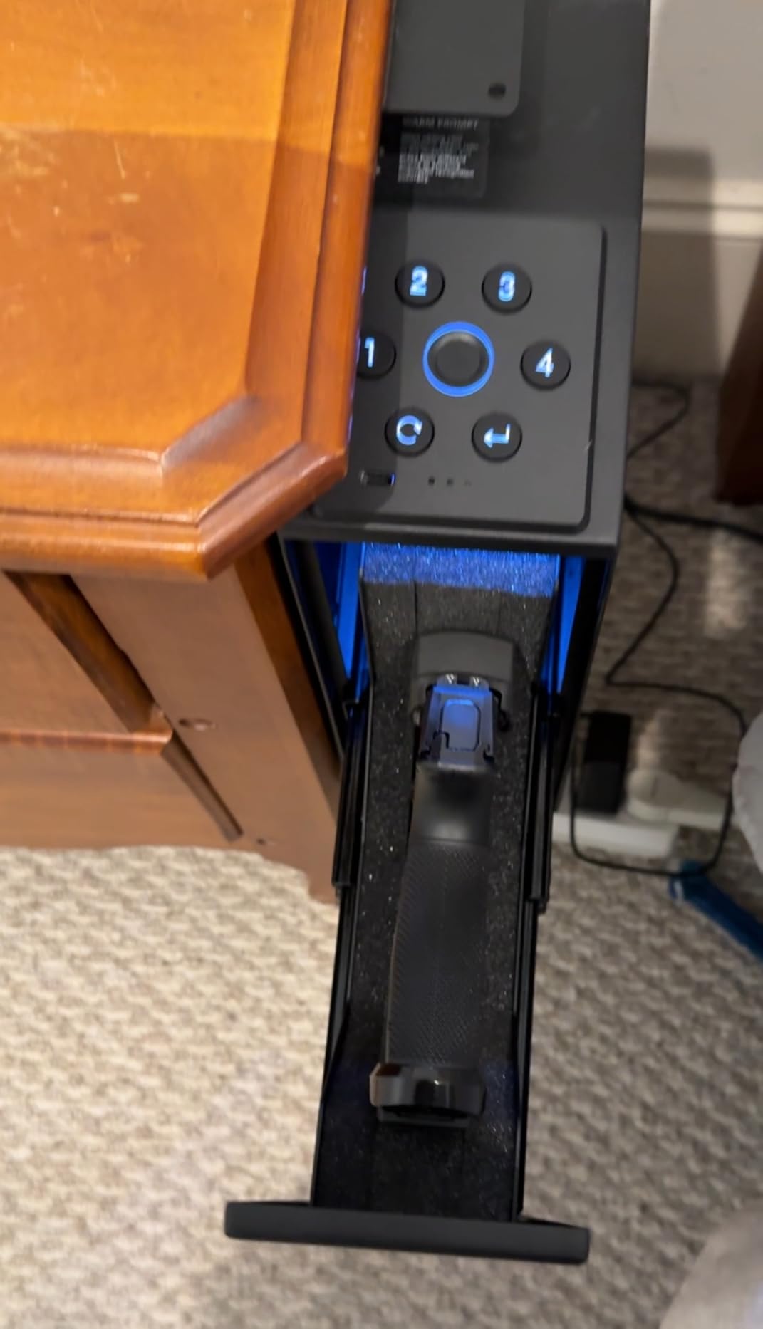 PINEWORLD Biometric Slider Handgun Safe with Auto Sliding Door & Interior Light, 3 Quick Access Fingerprint Pistol Safes with Mute Mode, Vertical Design with Mounting Bracket for Nightstand, Desk, Truck customer photo 2