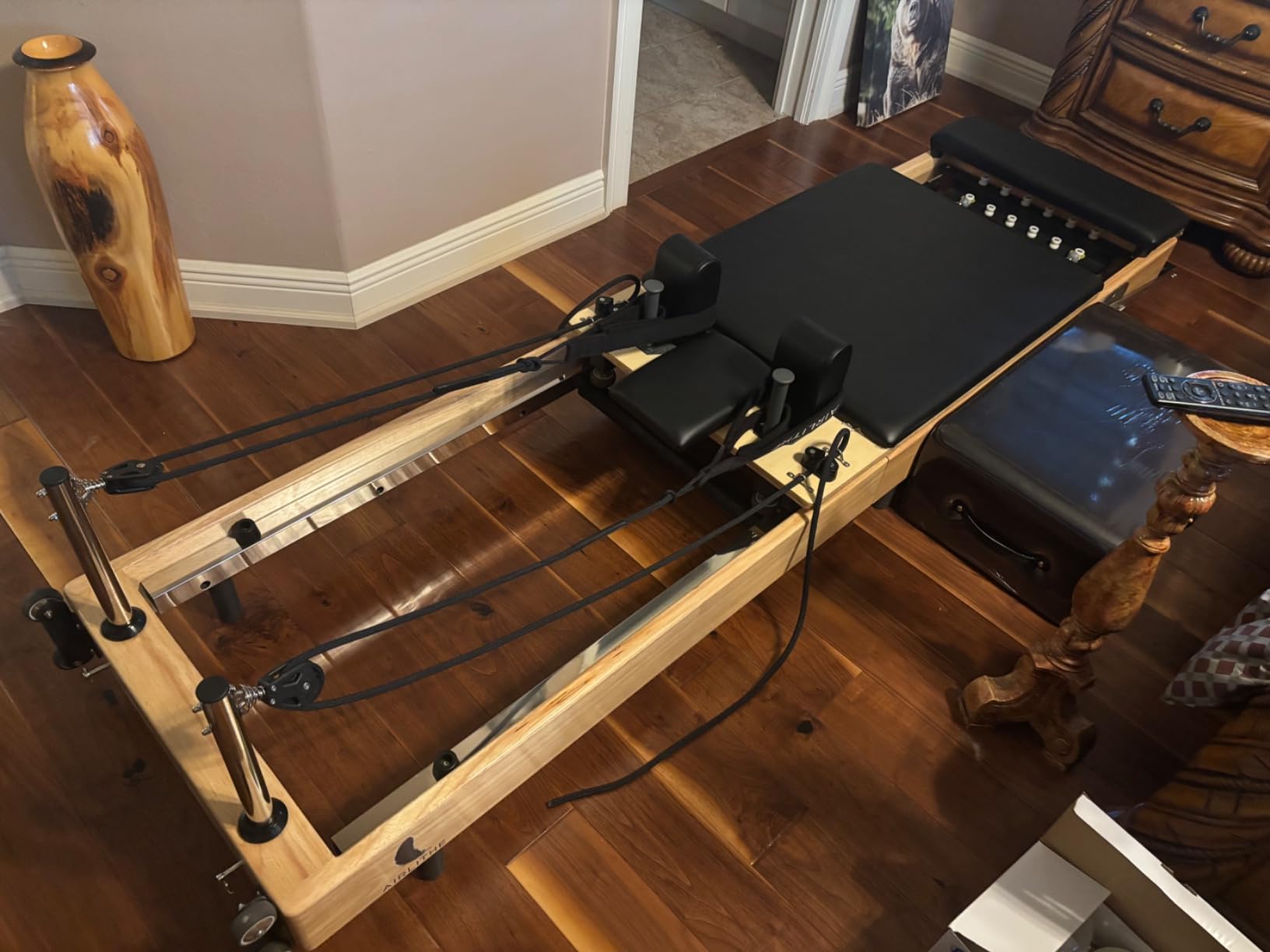 Airlithe Foldable Pilates Reformer Machine for Home Workouts - Wooden Pilates Reformer Equipment with 360 Wheels, Reformer Box, Jump Board & Foot Board | 70+ Guided Workouts customer photo 1