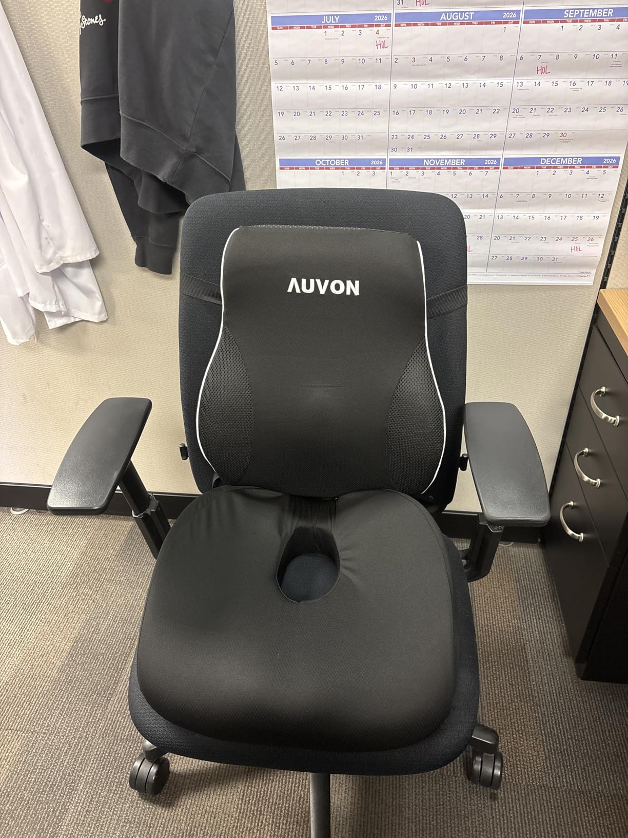 AUVON Lumbar Support Pillow for Office Chair with Patented Bulge for Lower Back Support, Ergonomic Office Home Essentials Improve Posture, Memory Foam Chair Cushion with Straps for Home, Office, Car customer photo 2
