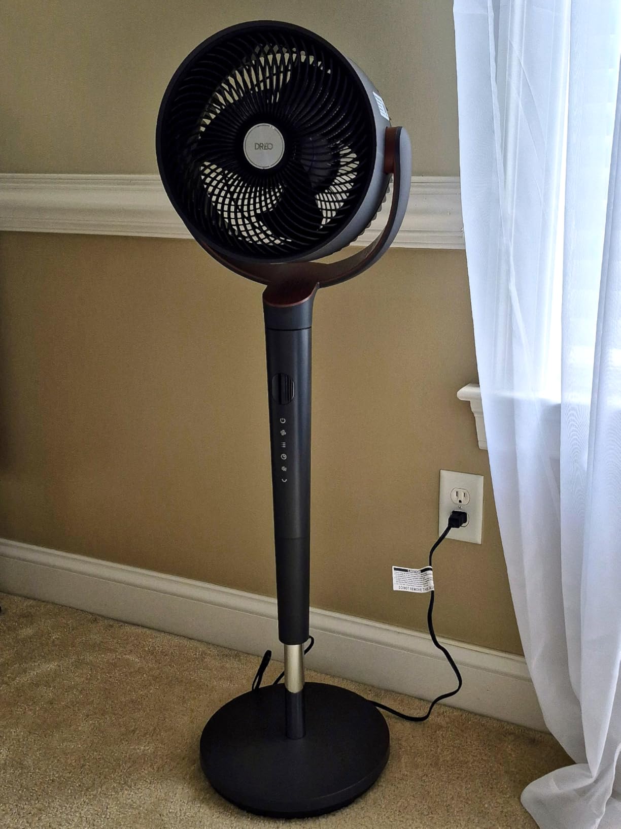 DREO Fan for Bedroom, 120° Oscillating Standing Fan, Quiet Floor Fan with DC Motor, Pedestal Fan for Room, 9 Speeds, 4 modes, 20dB, 120° Manual Vertical, 37-42