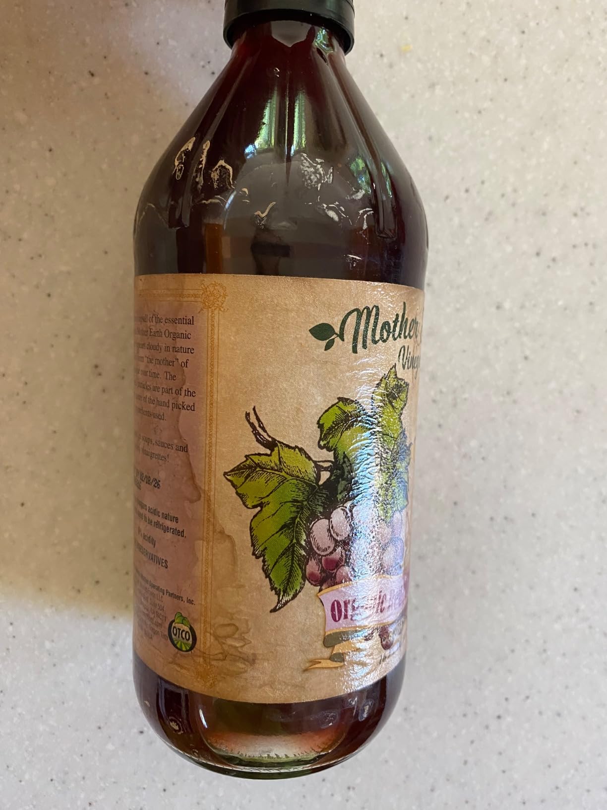 Mother Earth, Organic Red Wine Vinegar with The Mother, Fresh Pressed Organic Cabernet Grapes, 64oz customer photo 1