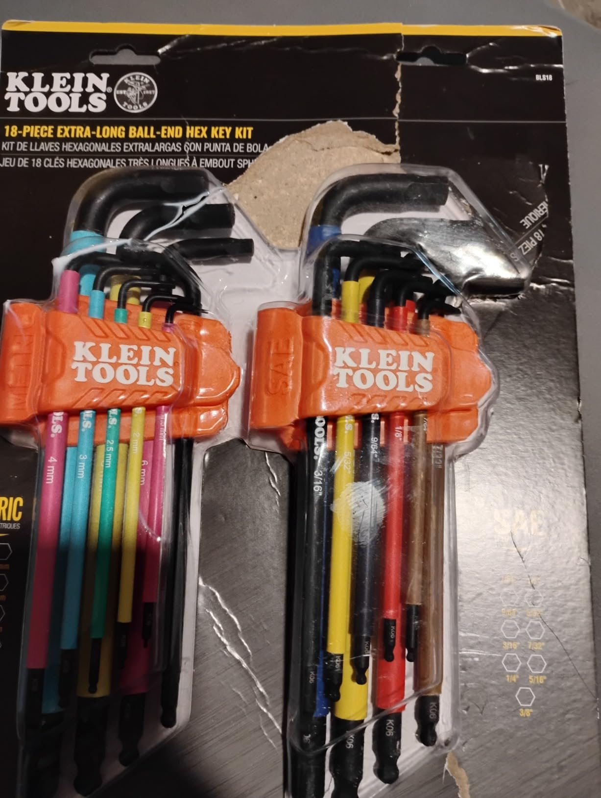 Klein Tools BLS18 Hex Key Wrench Set, Color Coded, SAE and Metric, Heat-Treated, L-Style, Long Arm and Ball End, 1/16-Inch to 3/8-Inch and 1.5 mm to 10 mm, 18-Piece customer photo 1