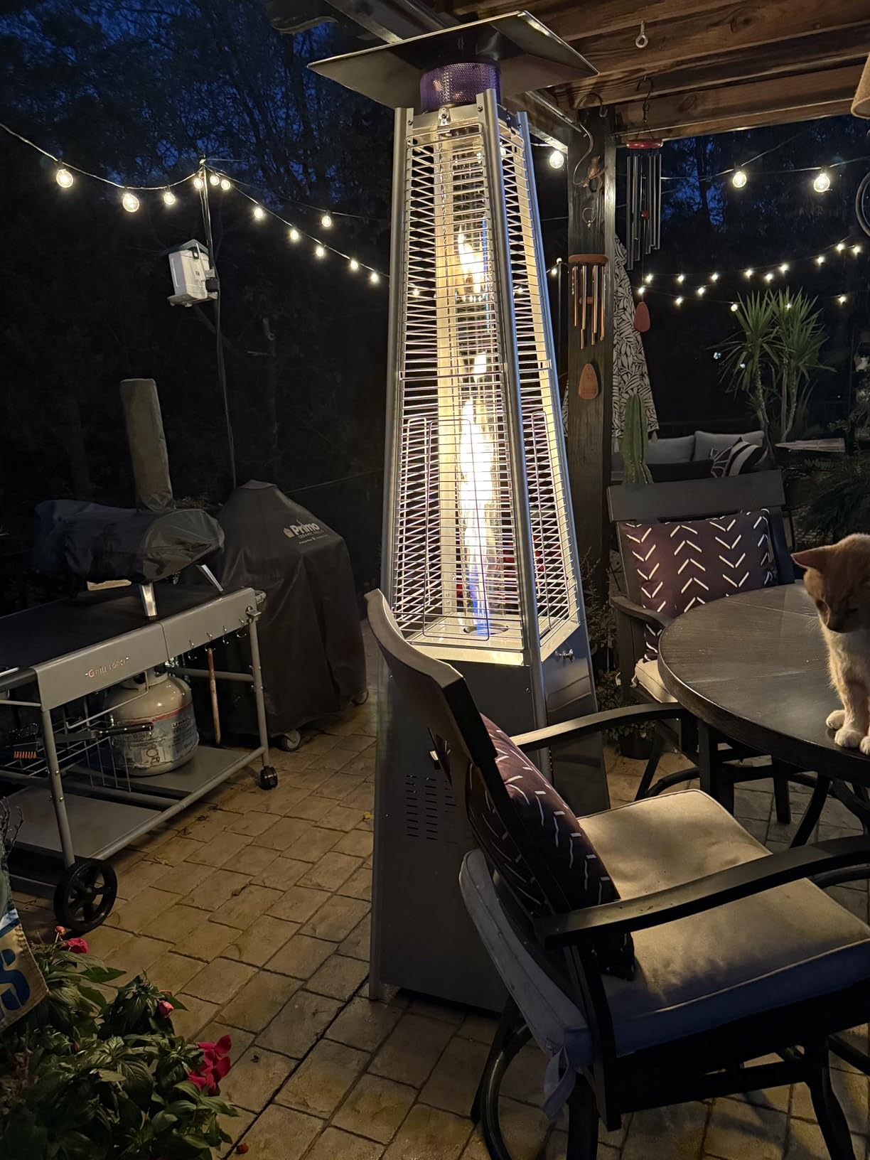 VEVOR Patio Heater for Outdoor Use, 48000BTU Pyramid Propane Heater with Wheels, Quartz Glass Tube Outdoor Patio Flame Heater for Patio, Party, Backyard, Garden, Decoration, Silver customer photo 1