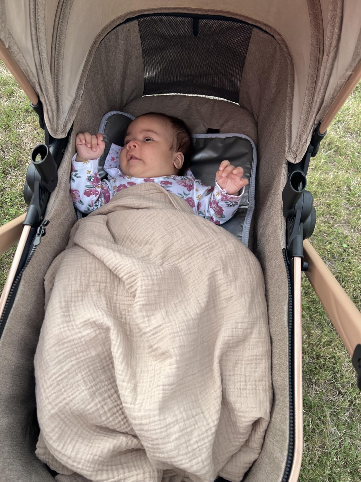 Lortsybab 2 in 1 Baby Stroller, Newborn Infant Toddler Convertible Pram Stroller for 0-36 Months Old Babies (Beige) customer photo 2