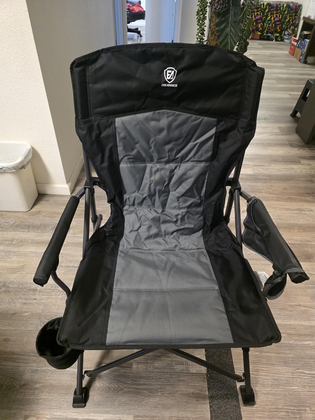 EVER ADVANCED Oversized Folding Camping Chair, for Adults Heavy Duty Lawn Chair with Side Pockets, Portable Collapsible Quad Chair for Outside, Support Up to 500lbs, Grey customer photo 1