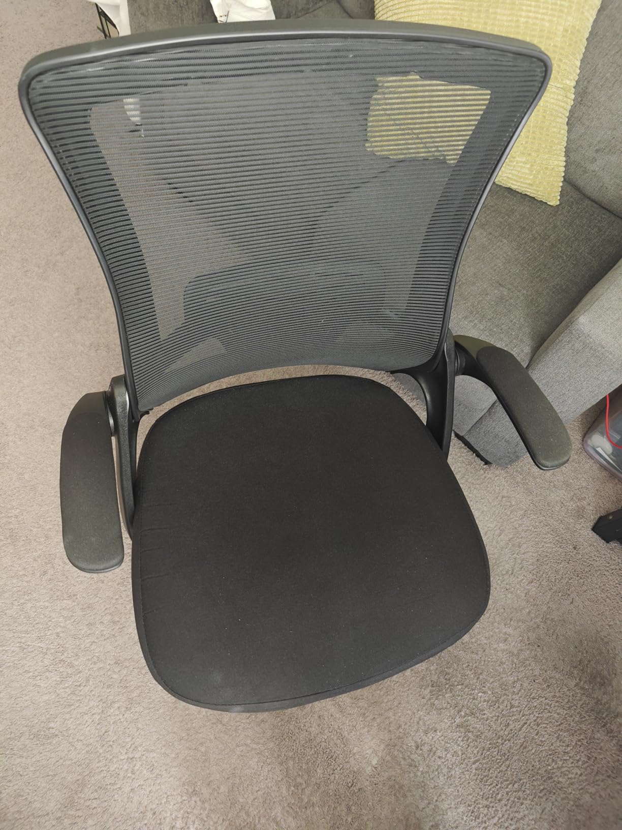 NEO CHAIR Office Desk Gaming Chair Computer High Back Mesh Seat with Rolling Wheels Ergonomic Adjustable Comfy Flip-up Armrests Lumbar Support Height for Home (Black) customer photo 2