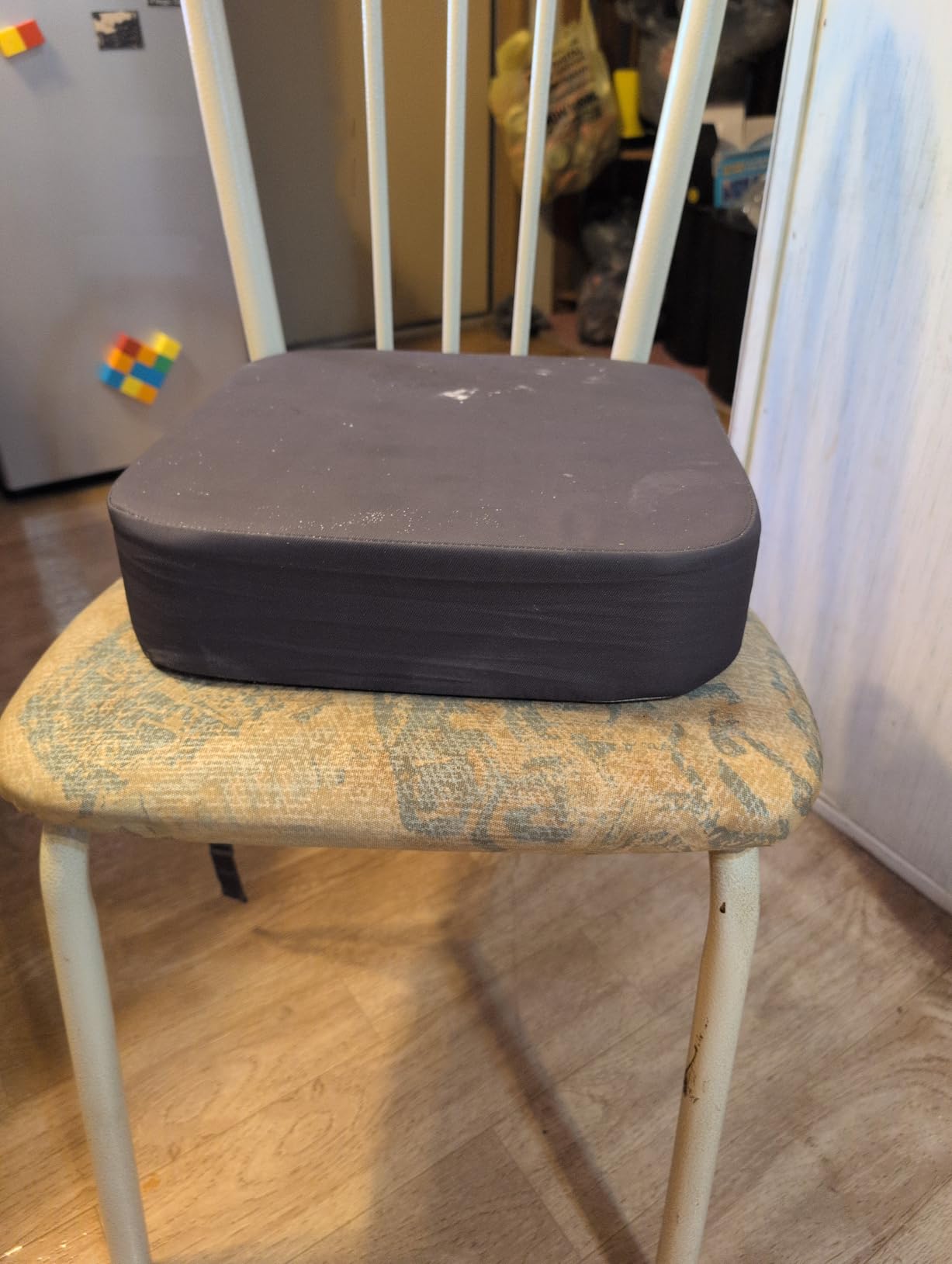 Toddler Booster Seat for Dining Table, Waterproof Kids Booster Seat for Kitchen Chair, High Density Foam Cushion with Non-Slip Bottom, Washable Cover & Adjustable Straps (Dark Grey) customer photo 1