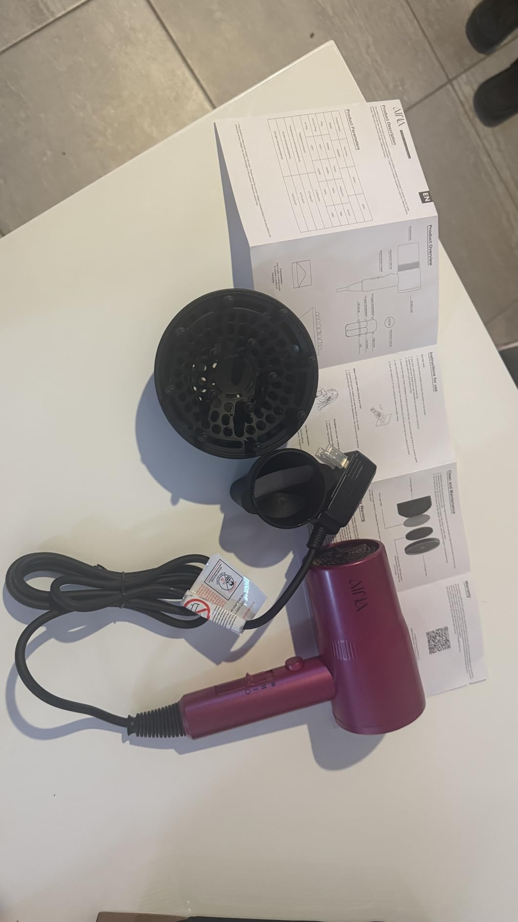 AINA Hair Dryer with Diffuser, Blow Dryer for Women | Advanced Ionic Technology, Ceramic Coating | Cold Shot Features Turbo Heat for Fast Drying and Shine 110V/ALCI (Babe Pink) customer photo 1