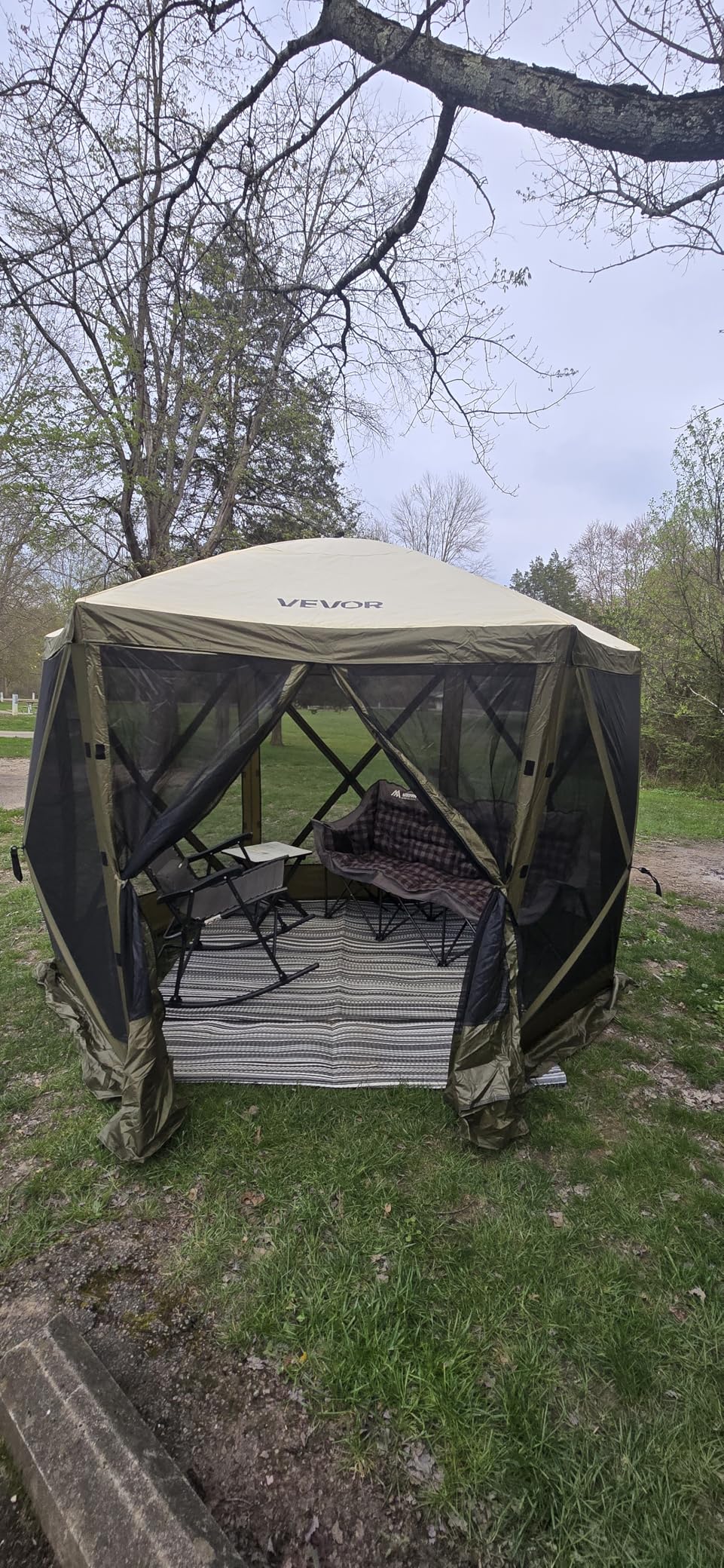 VEVOR 12x12ft Pop Up Gazebo Tent with Mosquito Netting, 6 Removable Wind Panels & 2 Mesh Windows, Outdoor Canopy Shelter for Patio, Army Green customer photo 2