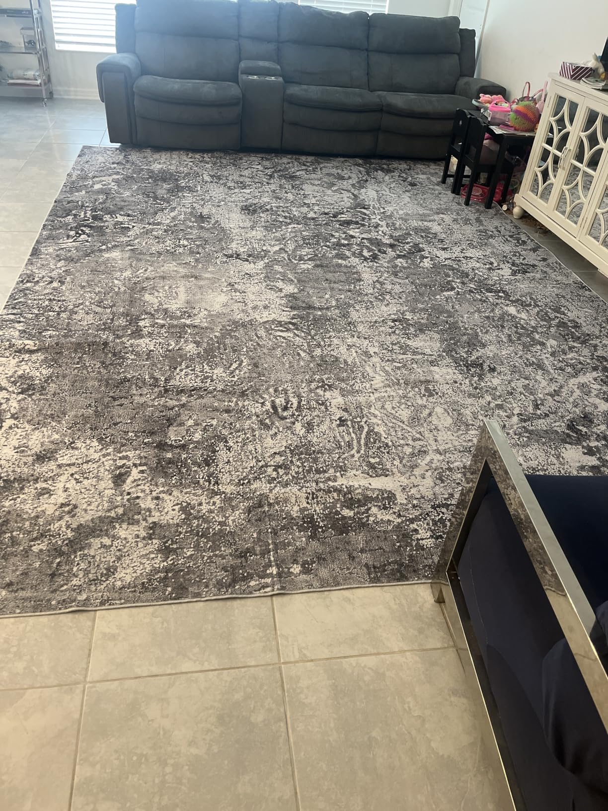 8x10 Area Rugs for Living Room Rug Washable: Abstract Large Rug for Dining Room Bedroom Carpet Non Slip 8 by 10 Indoor Modern Nursery Home Office Blue Grey customer photo 2